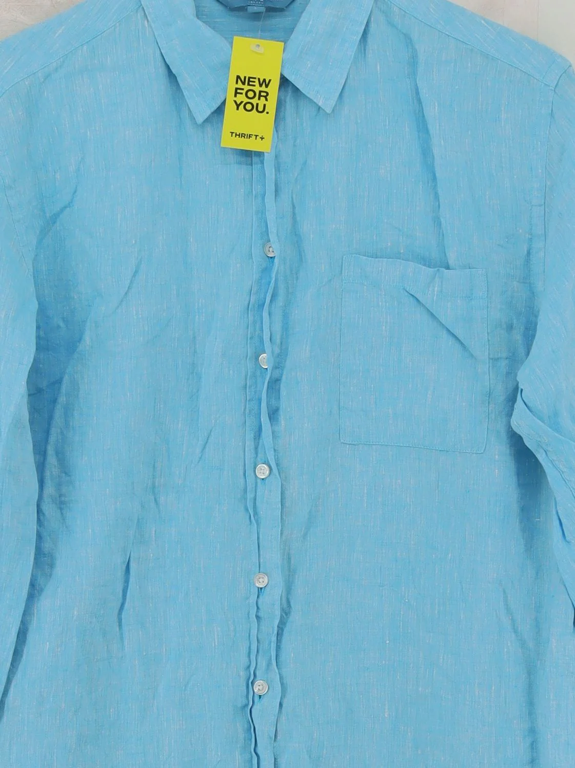 Beaufort & Blake Men's Shirt L Blue 100% Linen Basic - Image 3
