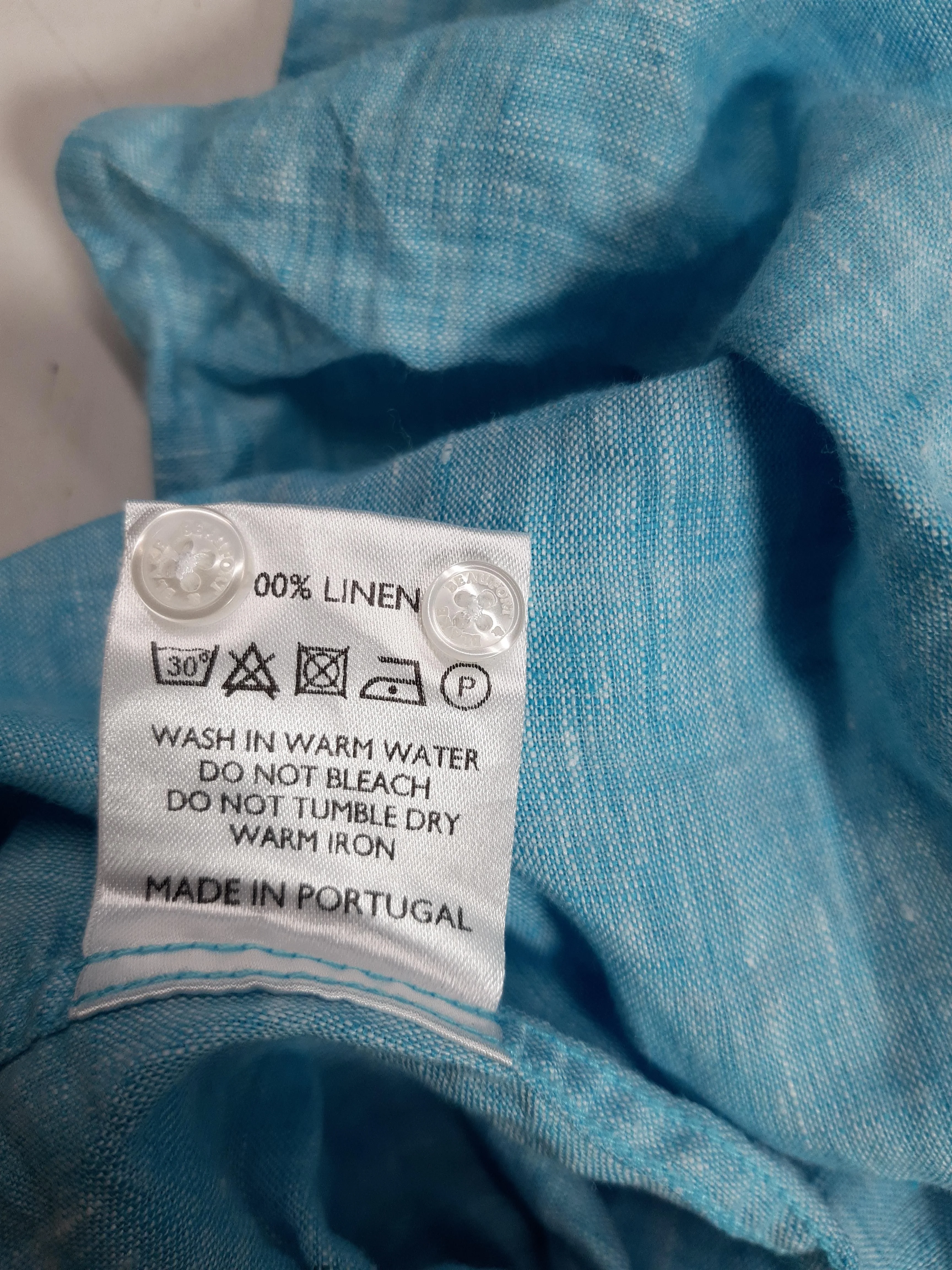Beaufort & Blake Men's Shirt L Blue 100% Linen Basic - Image 6