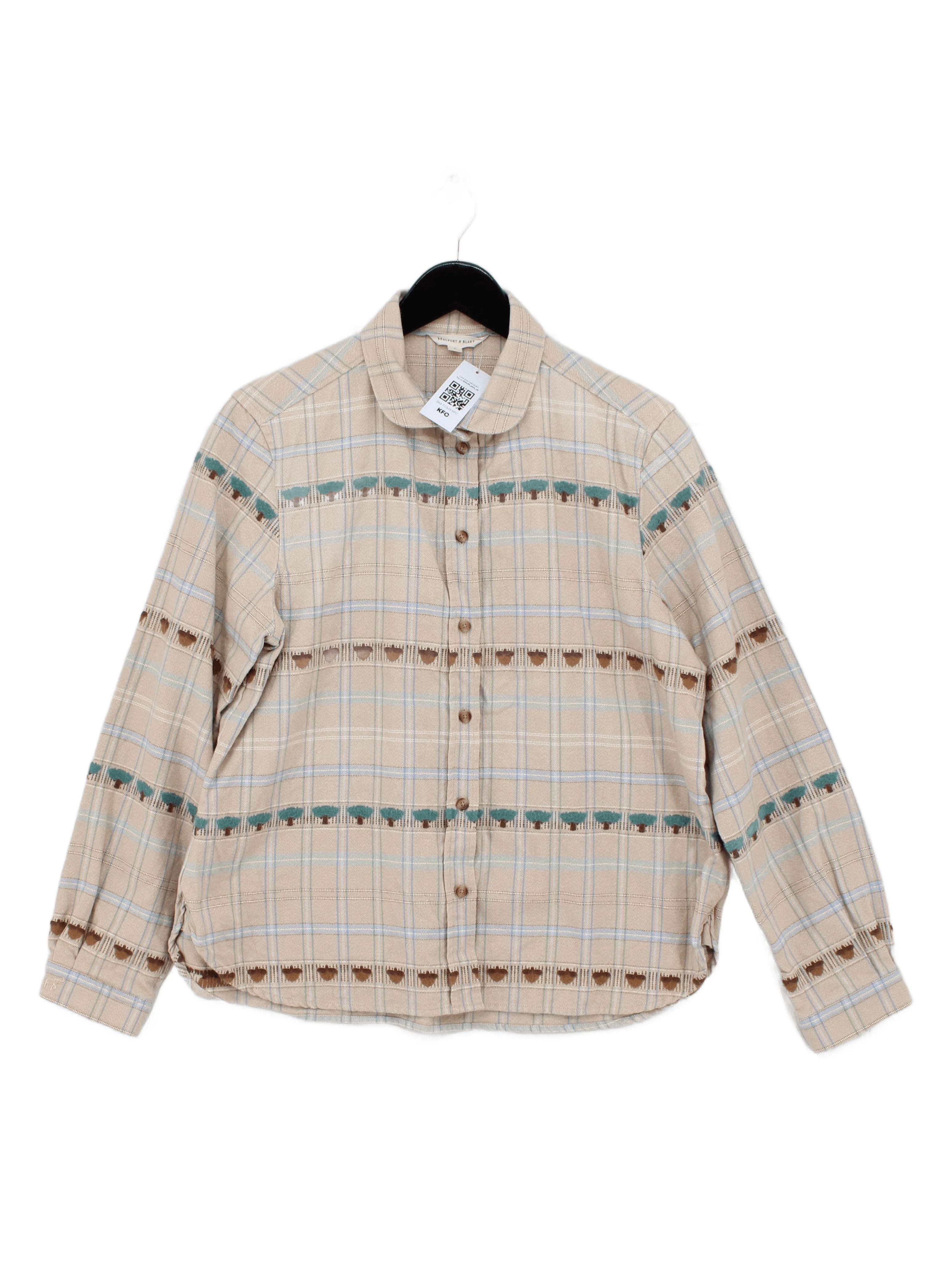 Beaufort & Blake Men's Shirt L Cream Checkered 100% Cotton Basic