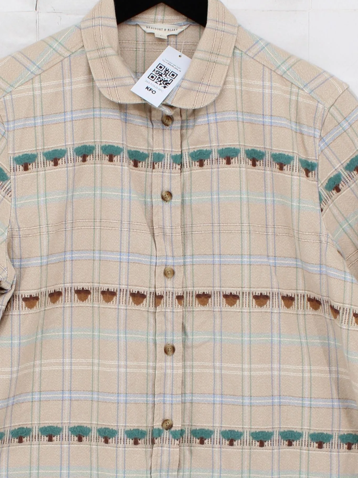 Beaufort & Blake Men's Shirt L Cream Checkered 100% Cotton Basic - Image 3