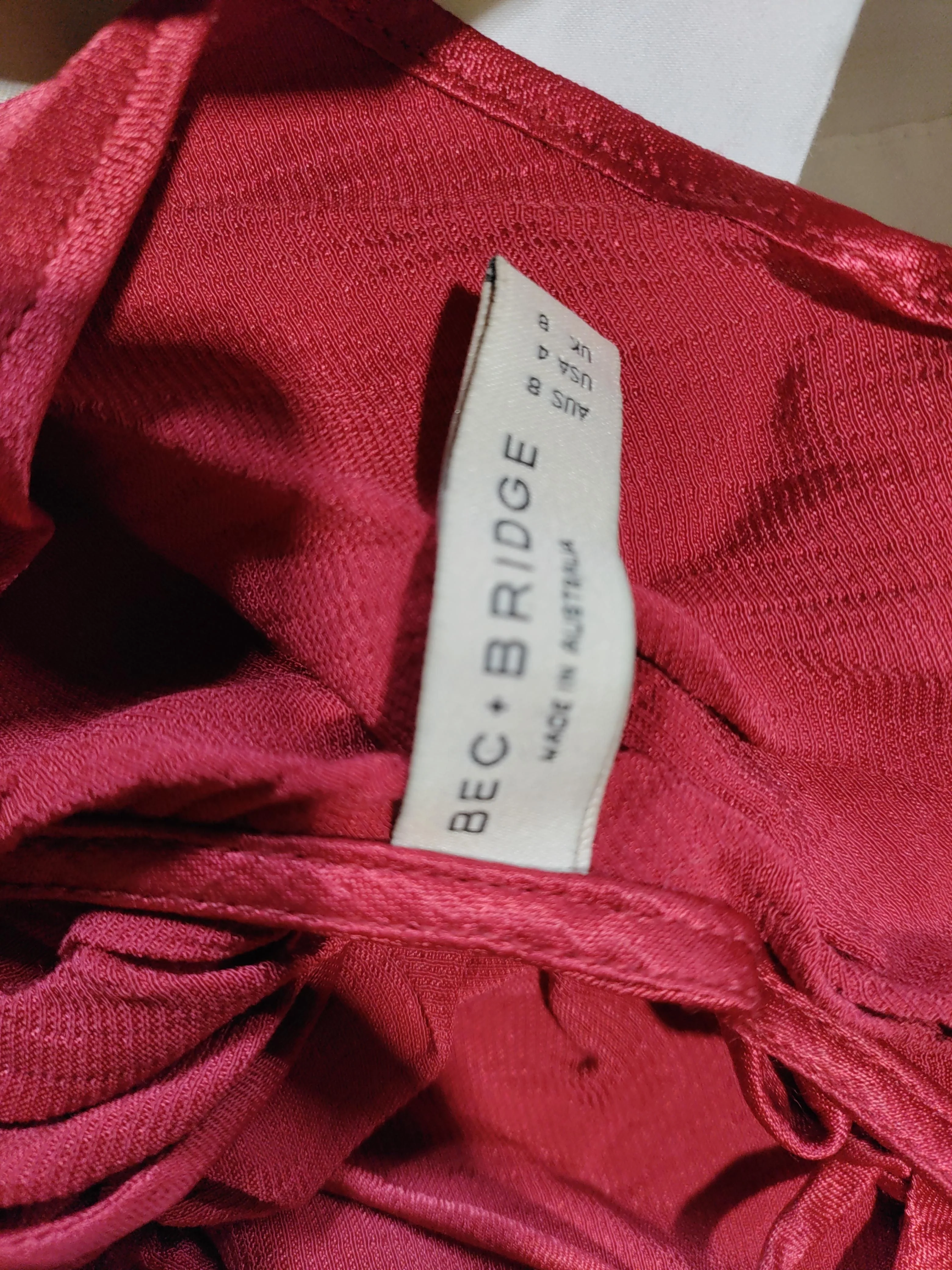 Bec + Bridge Women's Top UK 8 Red 100% Other Sleeveless V-Neck Basic - Image 5