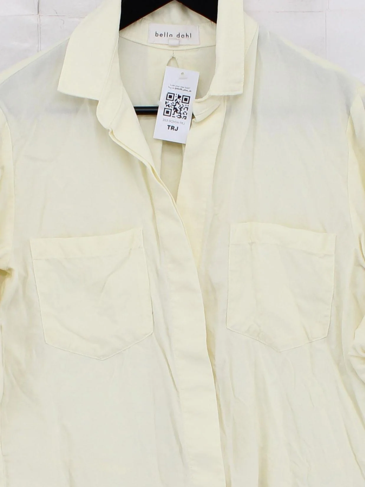 Bella Dahl Women's Shirt XS Cream 100% Lyocell Modal 3/4 Sleeve Collared Basic - Image 3
