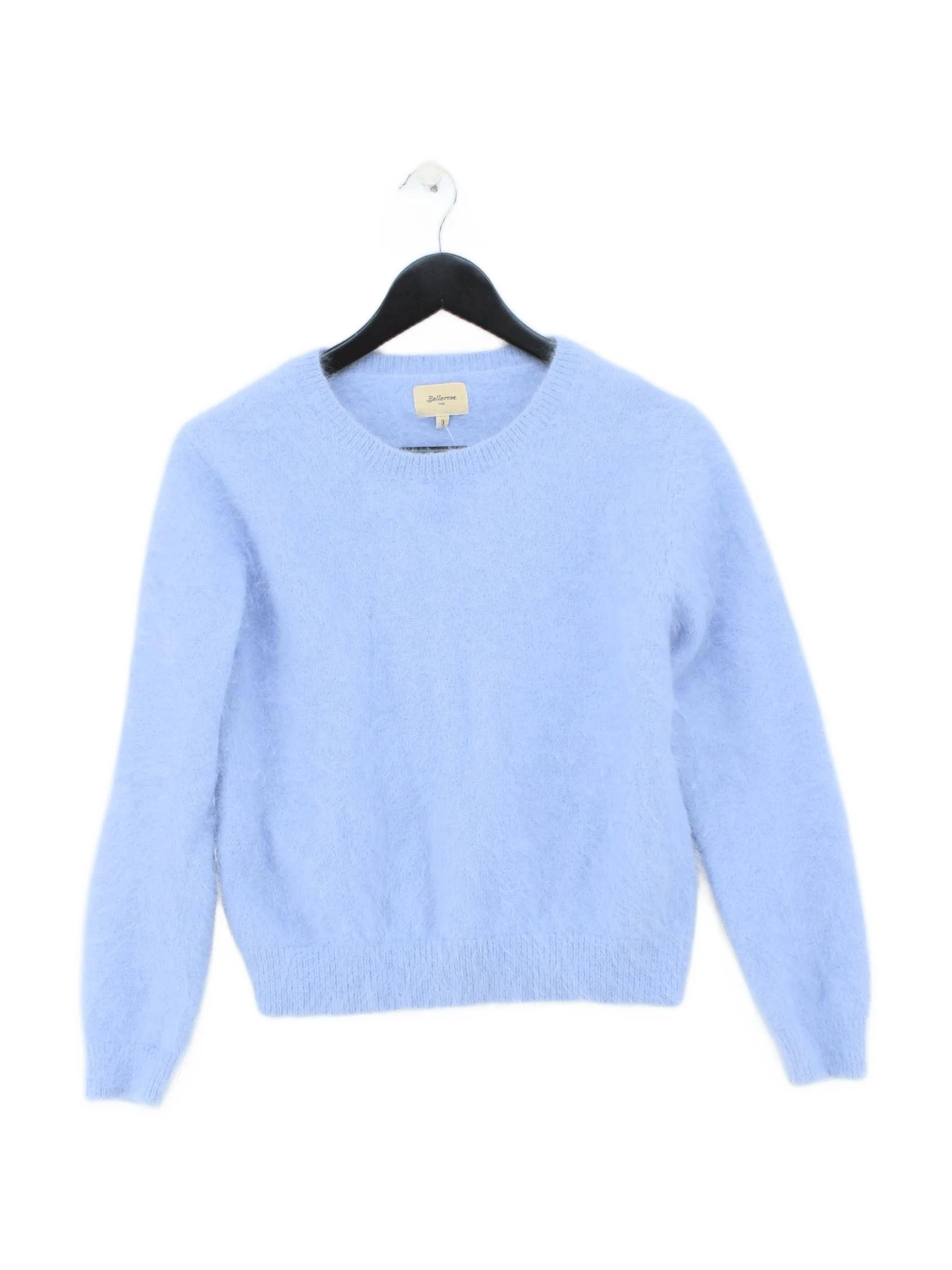 Bellerose Women's Jumper L Blue Angora with Polyamide, Nylon Crew Neck Pullover