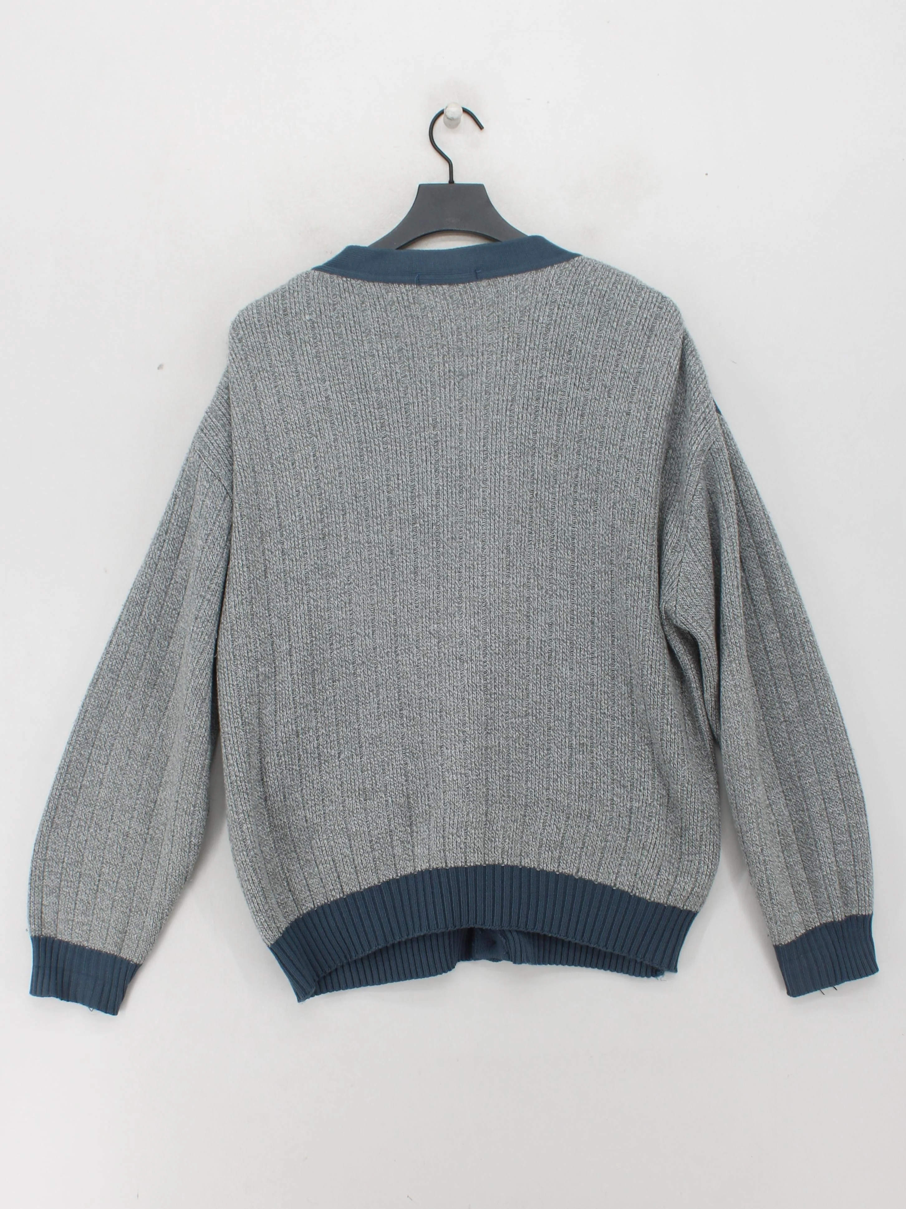 Bellissimo Men's Cardigan XL Grey Argyle 100% Acrylic V-Neck Cardigan - Image 2