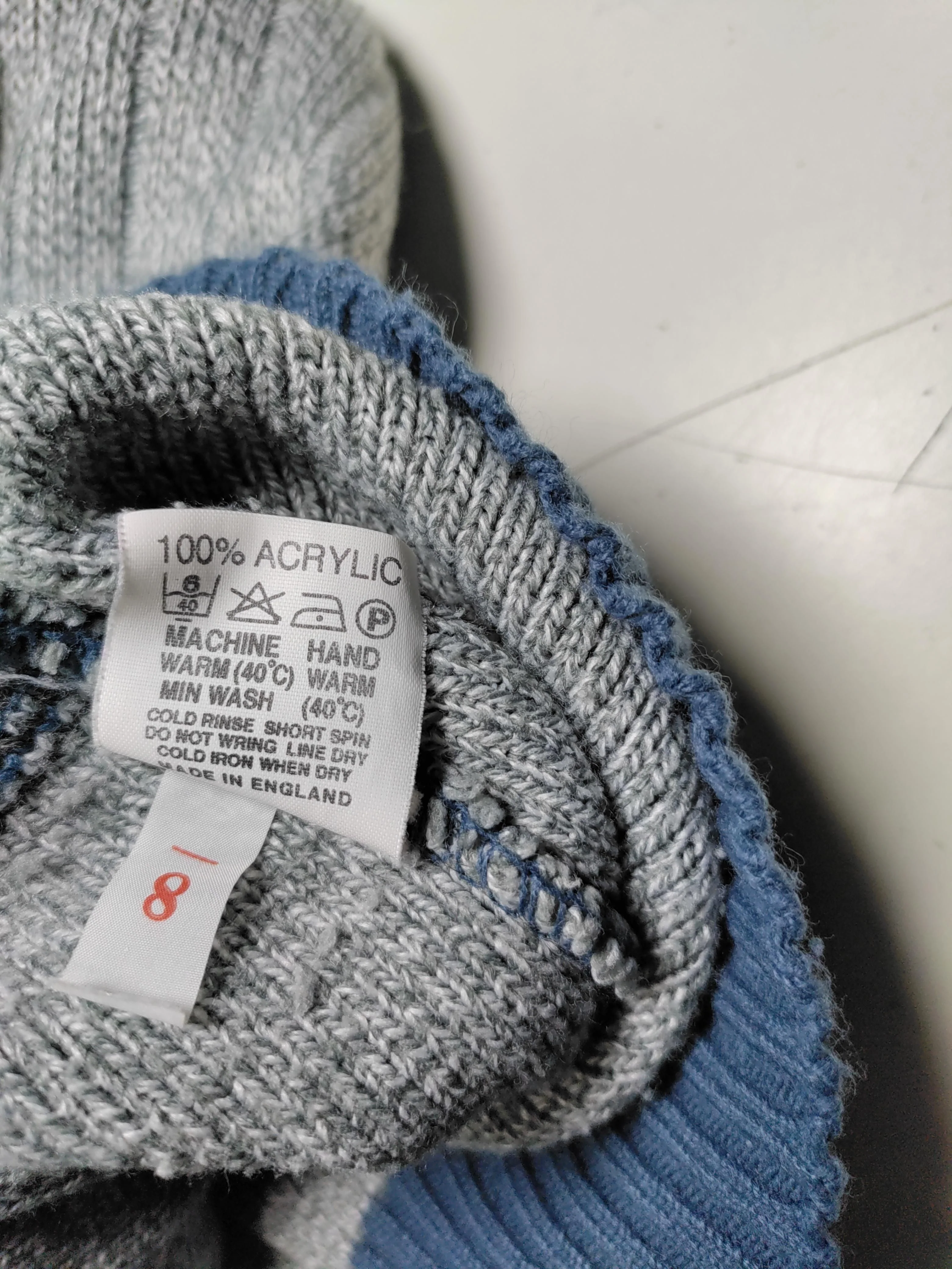 Bellissimo Men's Cardigan XL Grey Argyle 100% Acrylic V-Neck Cardigan - Image 7