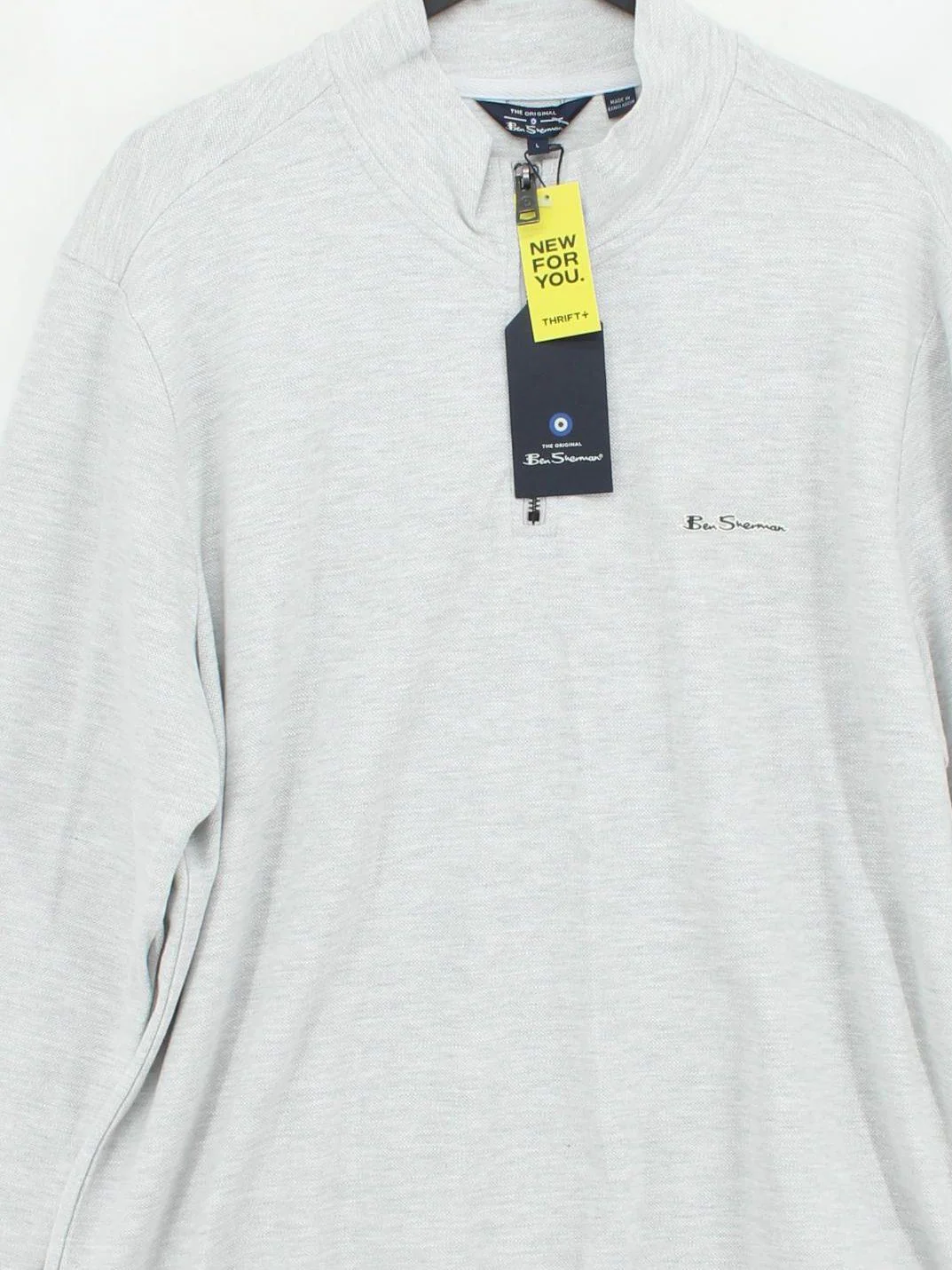 Ben Sherman Men's Jumper L Grey Cotton with Viscose Pullover New with tags - Image 3