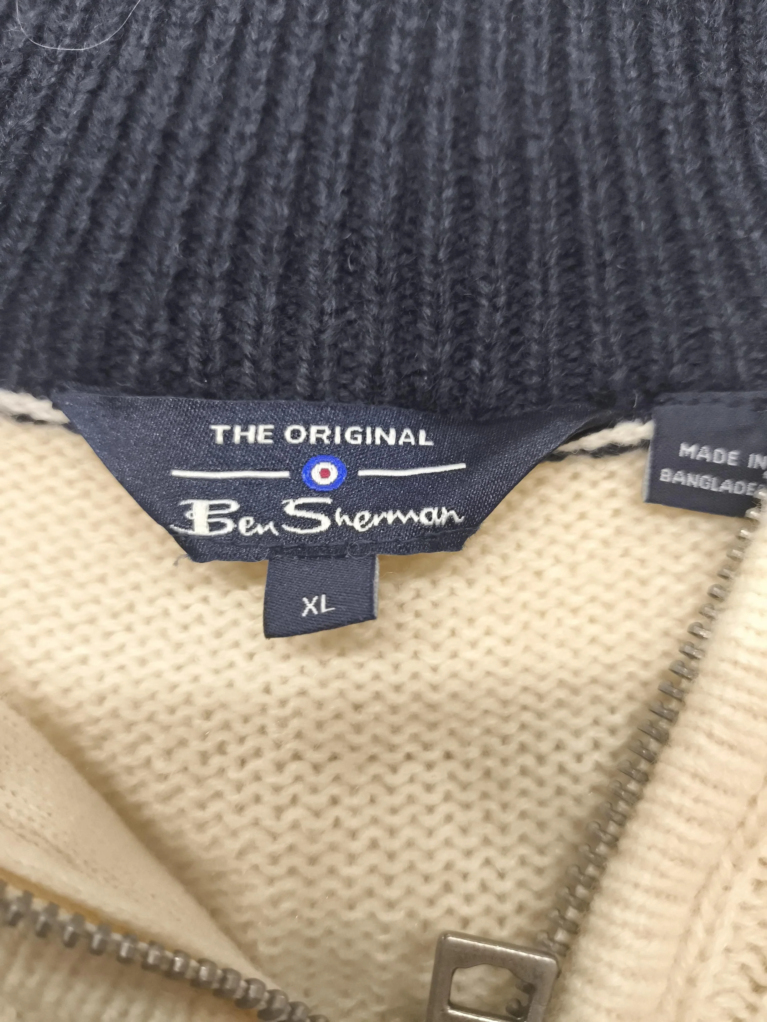 Ben Sherman Men's Jumper XL Cream Acrylic with Wool Mock Neck Pullover - Image 5