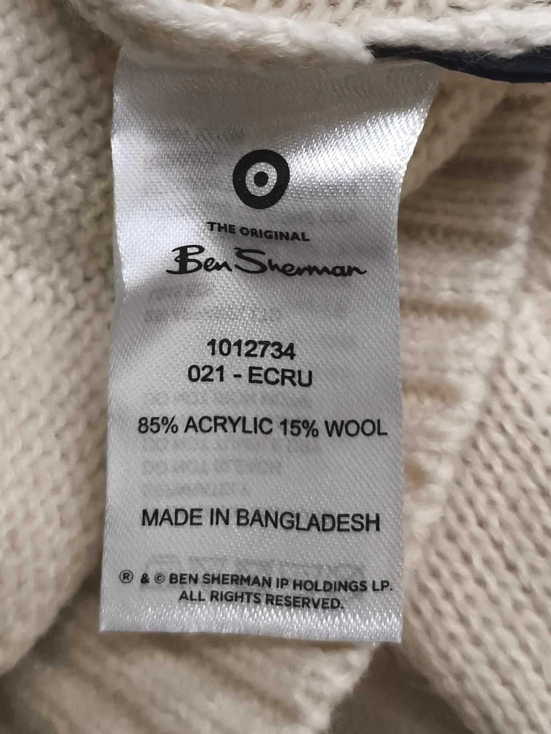 Ben Sherman Men's Jumper XL Cream Acrylic with Wool Mock Neck Pullover - Image 6