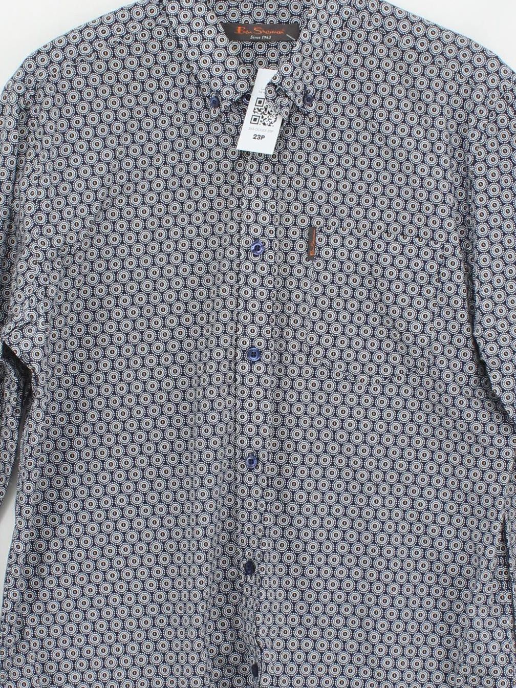 Ben Sherman Men's Shirt M Blue Geometric 100% Cotton Basic - Image 3