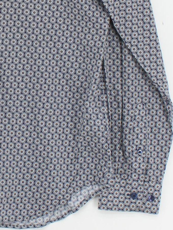 Ben Sherman Men's Shirt M Blue Geometric 100% Cotton Basic - Image 4