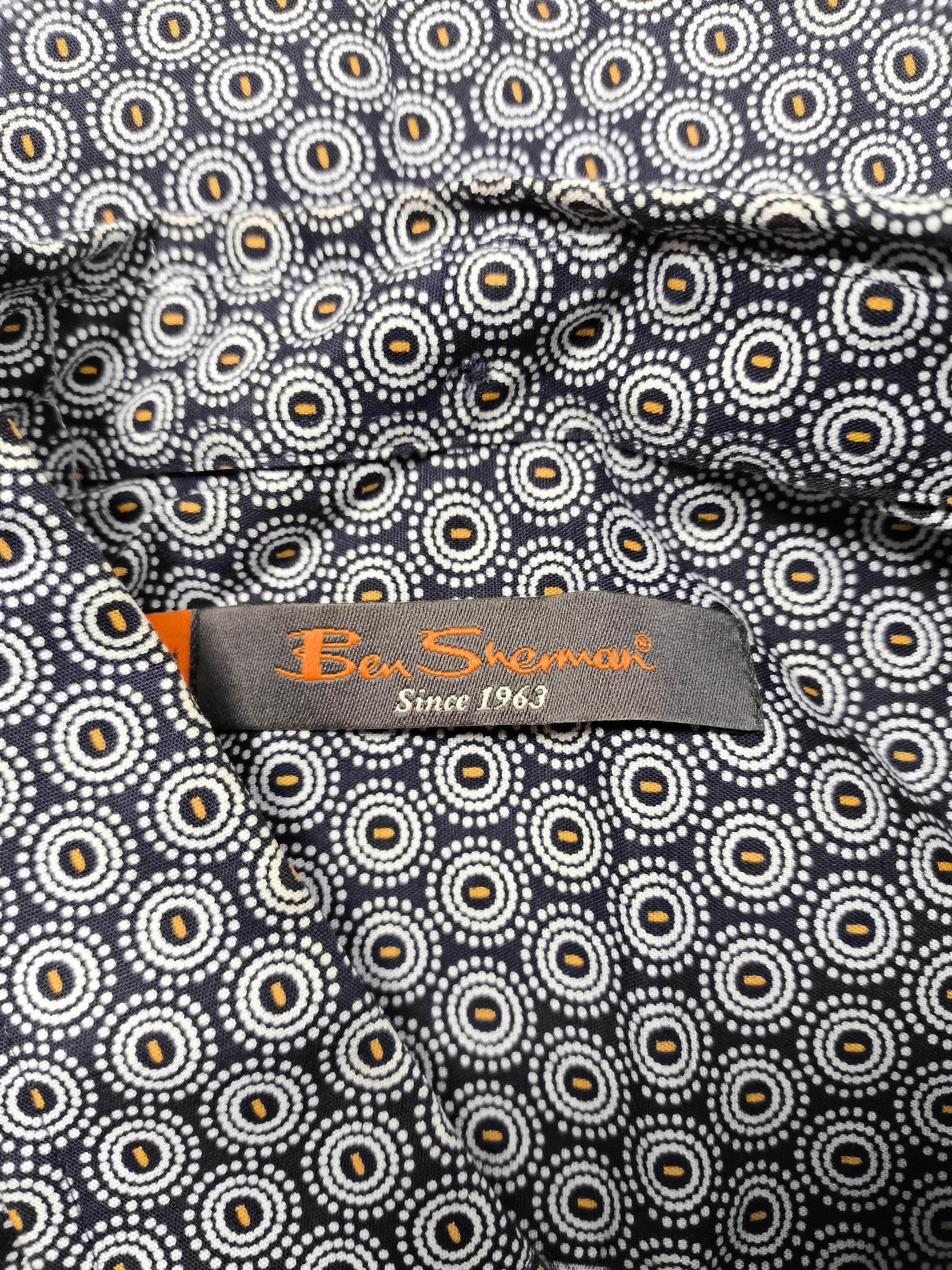 Ben Sherman Men's Shirt M Blue Geometric 100% Cotton Basic - Image 5