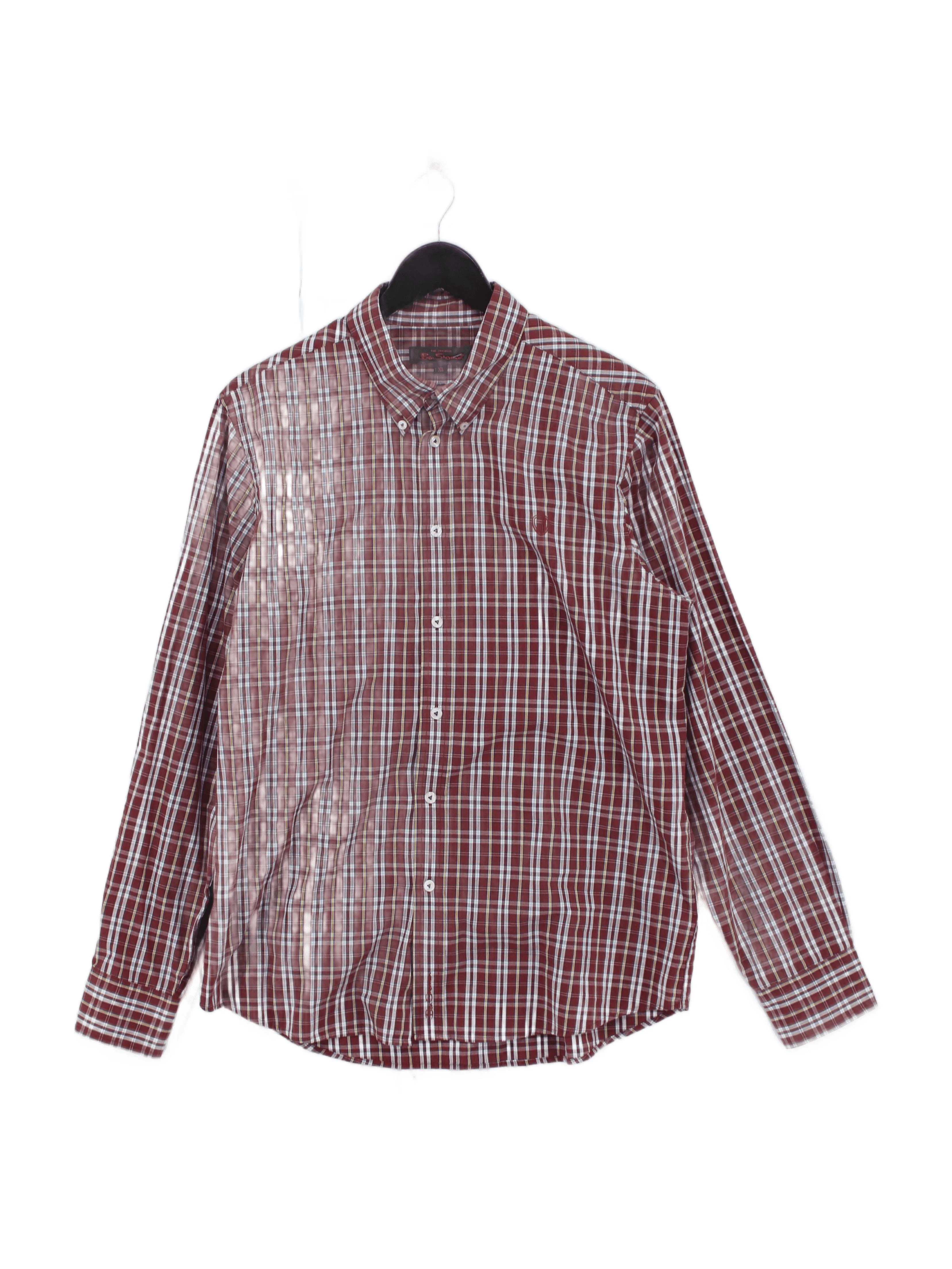 Ben Sherman Men's Shirt XL Red Checkered Cotton with Polyester Basic
