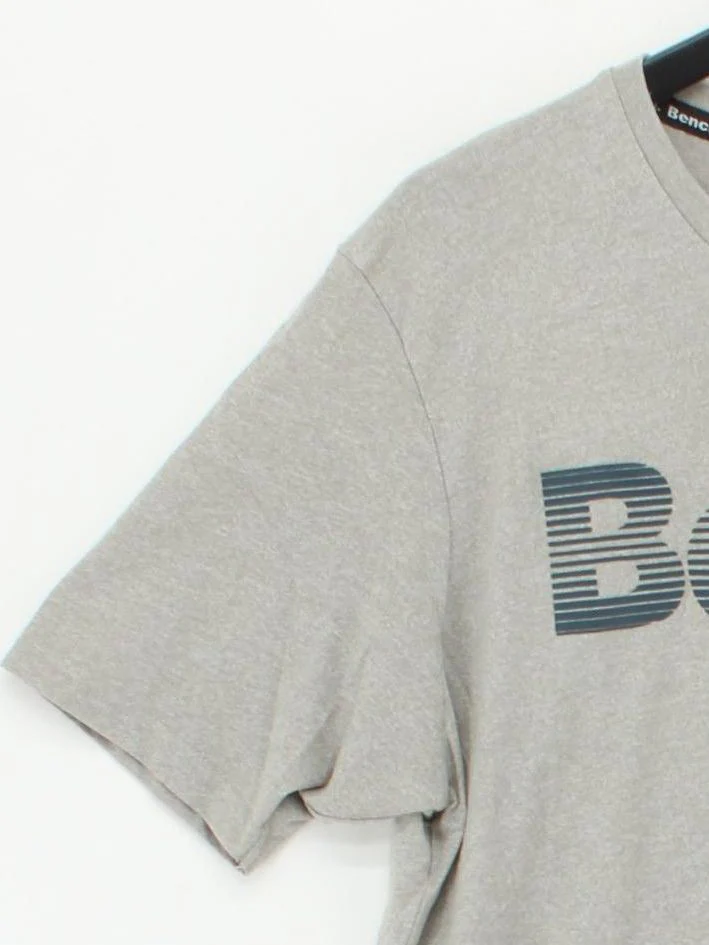 Bench Men's T-Shirt L Grey Graphic Cotton with Polyester Basic - Image 4