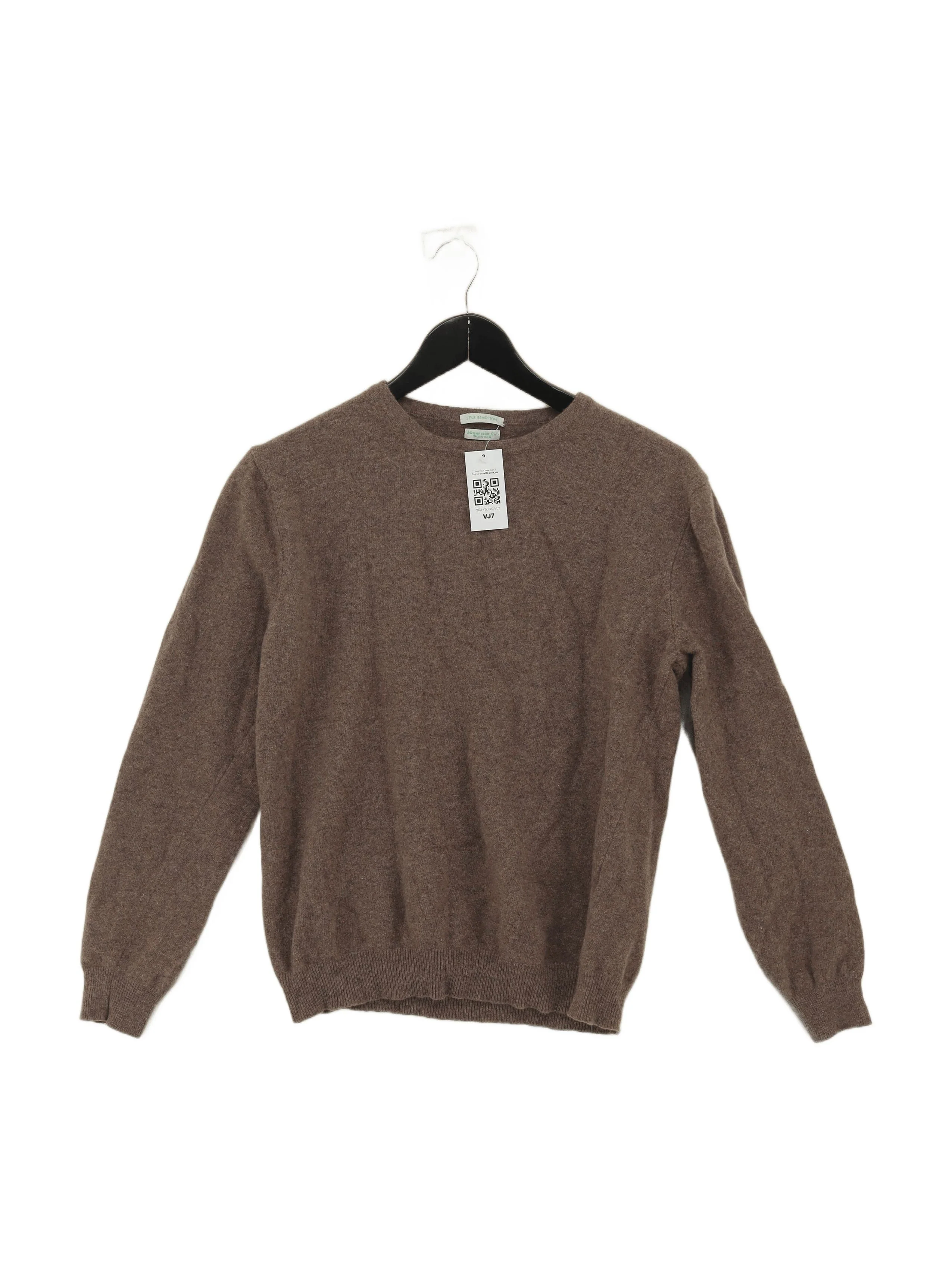 Benetton Men's Jumper M Brown 100% Wool Round Neck Pullover