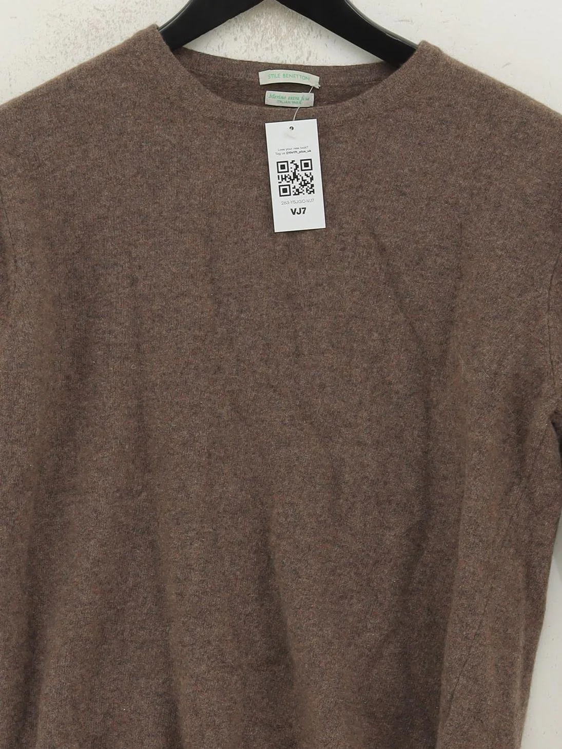 Benetton Men's Jumper M Brown 100% Wool Round Neck Pullover - Image 3