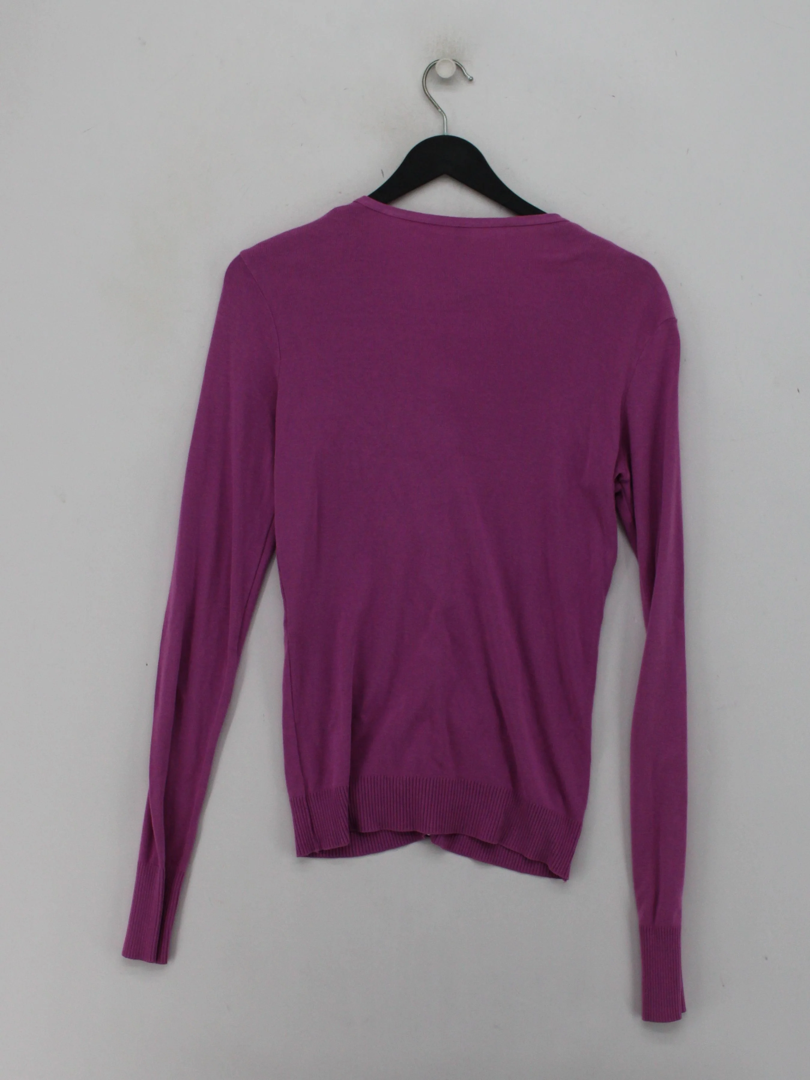 Benetton Women's Cardigan M Purple 100% Cotton V-Neck Cardigan - Image 2