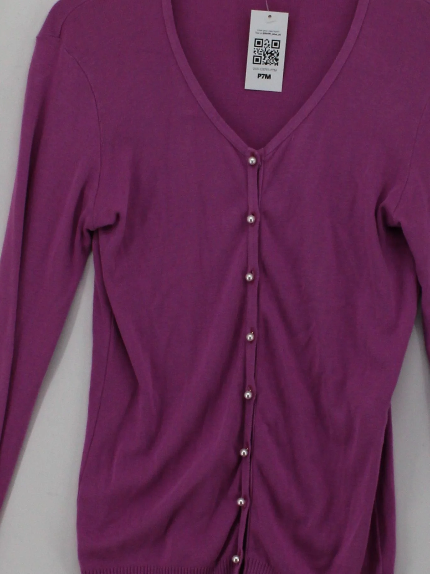Benetton Women's Cardigan M Purple 100% Cotton V-Neck Cardigan - Image 3
