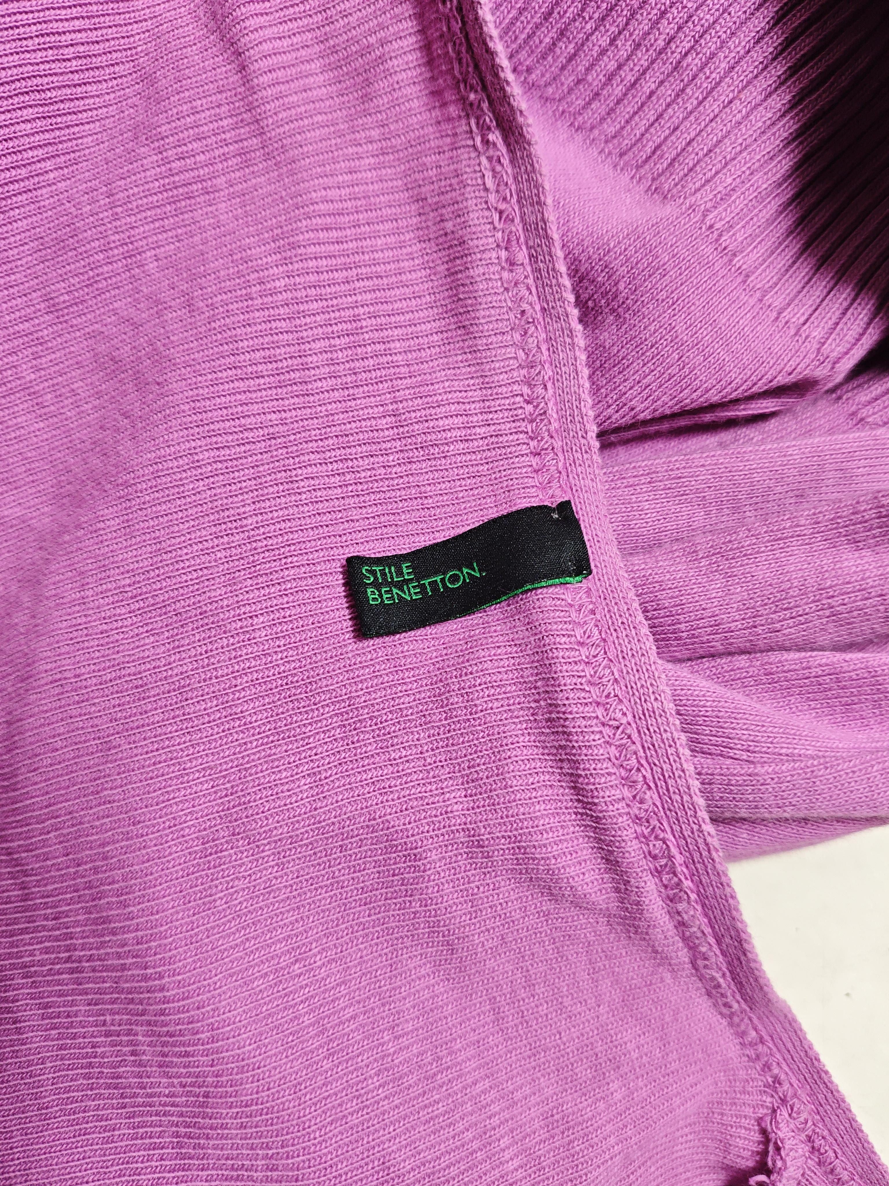Benetton Women's Cardigan M Purple 100% Cotton V-Neck Cardigan - Image 5