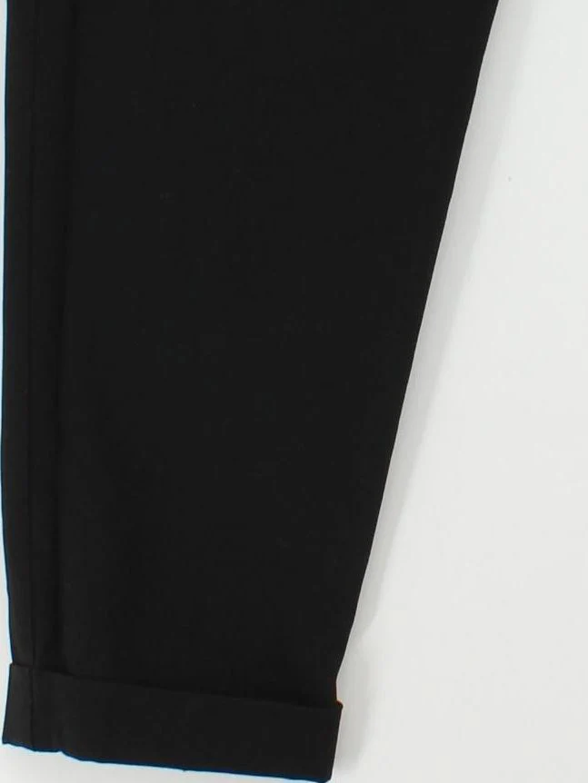 Benetton Women's Trousers UK 12 Black Viscose with Wool, Elastane Tapered Chino - Image 4