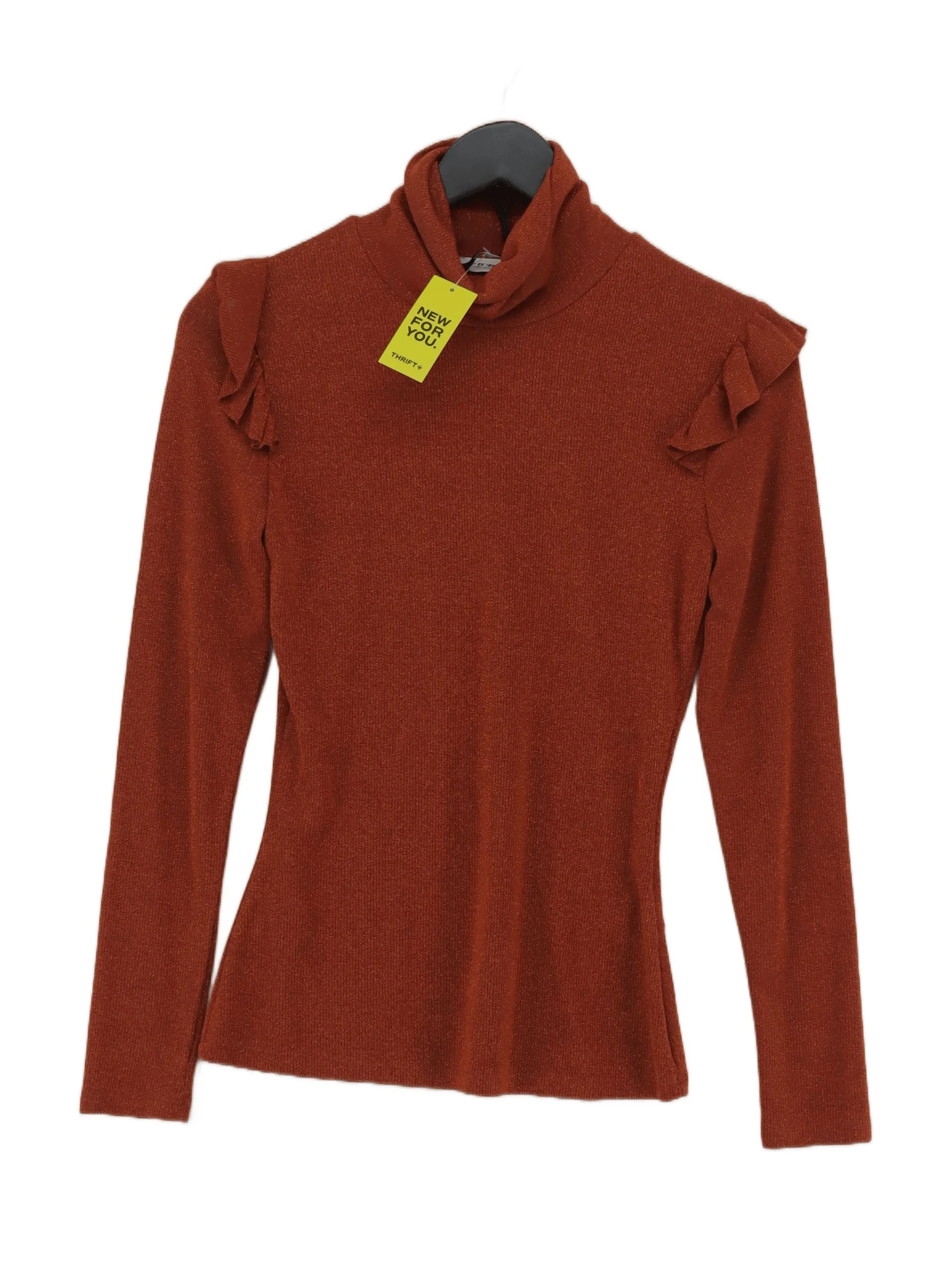 Berna Women's Top S Red Viscose with Elastane Long Sleeve High Neck Basic