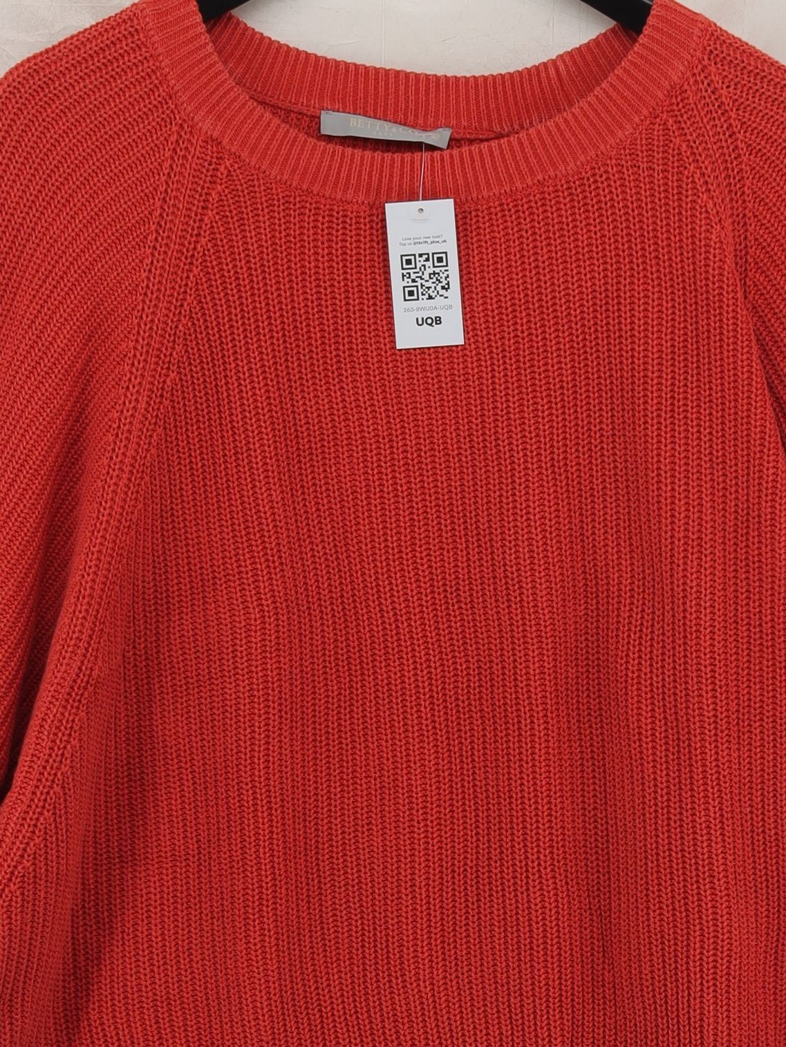 Betty&Co Women's Jumper L Red 100% Cotton Crew Neck Pullover - Image 3