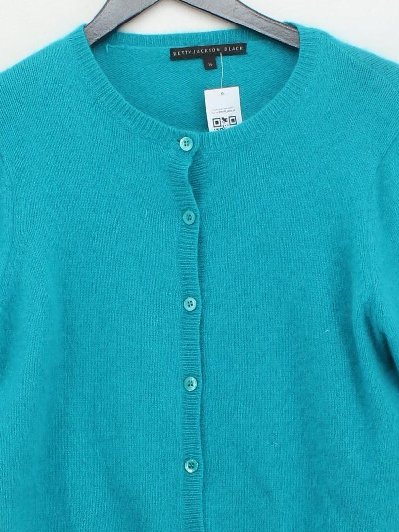 Betty Jackson Women's Cardigan UK 16 Blue Angora with Polyamide Cardigan - Image 3