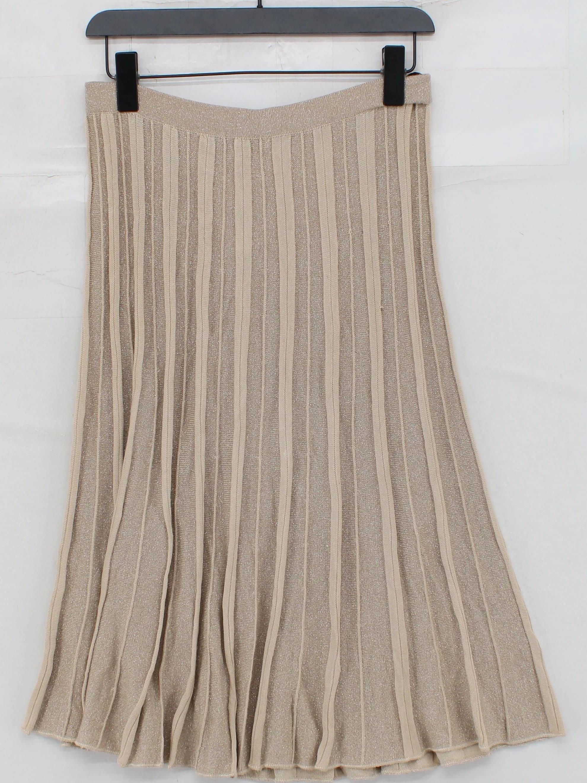 Betty Jackson Women's Midi Skirt UK 12 Tan Viscose with Polyester, Other Pleated - Image 2