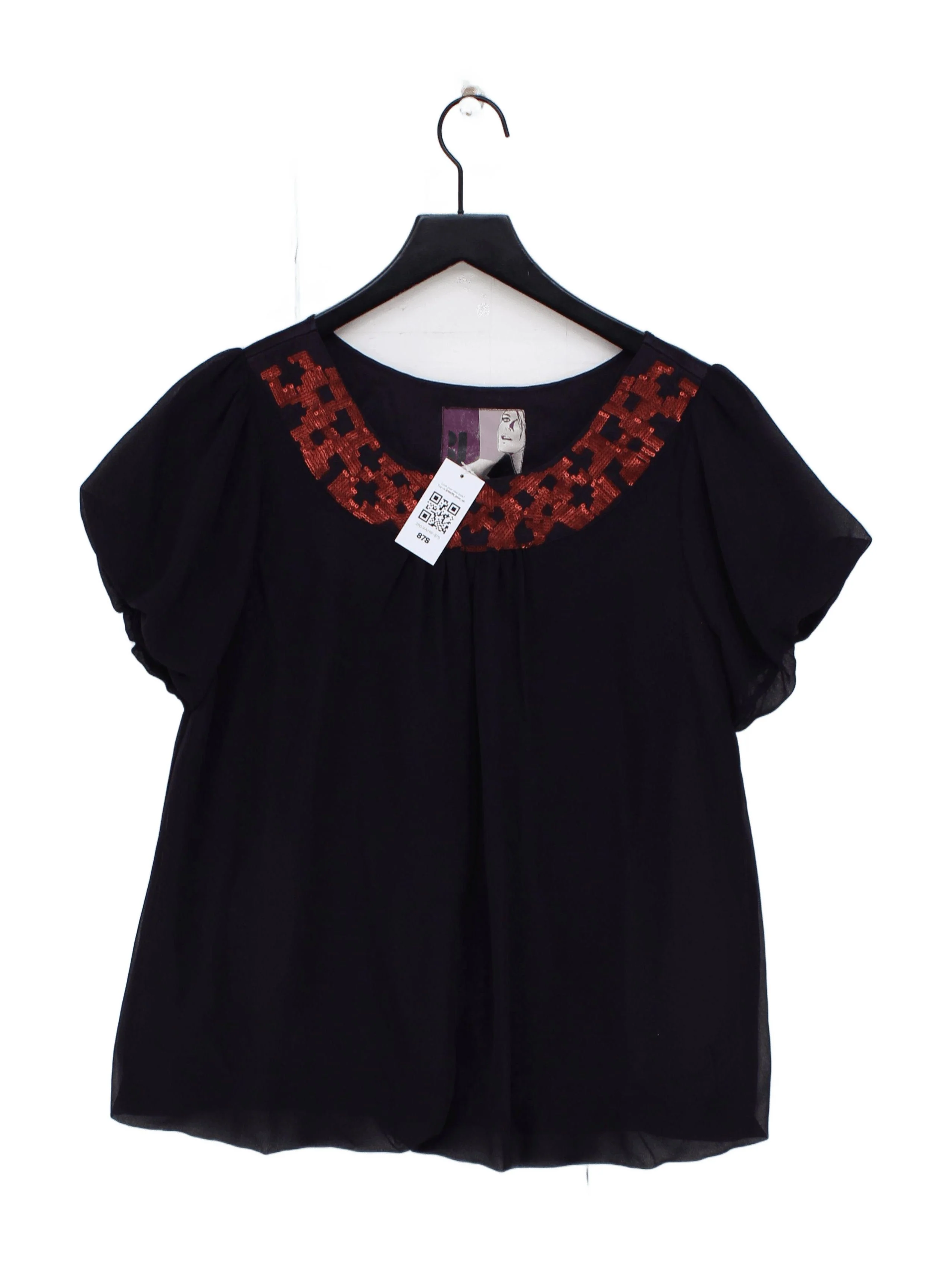Betty Jackson Women's Top UK 12 Black 100% Polyester Basic