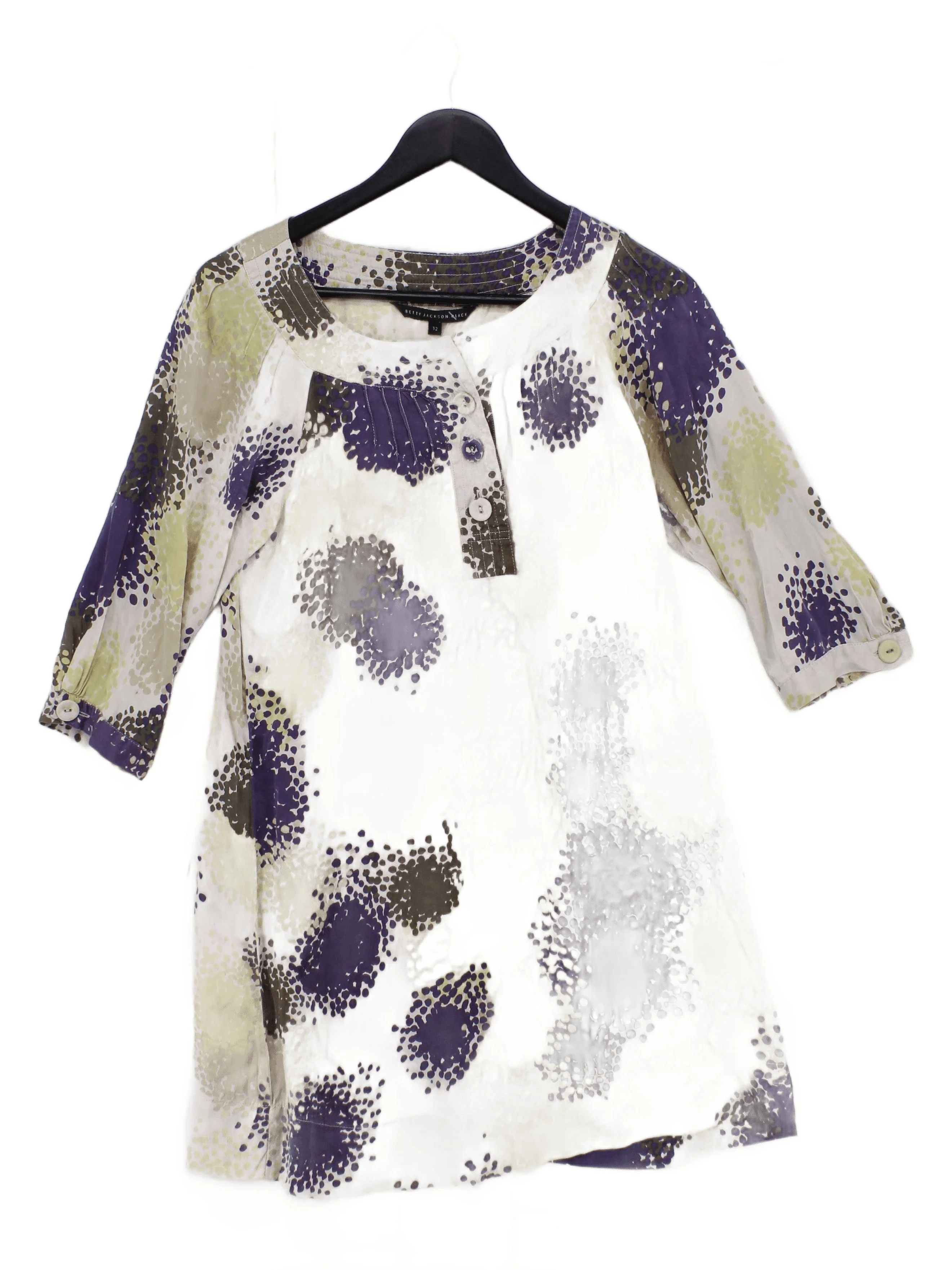 Betty Jackson Women's Top UK 12 Multi 100% Other 3/4 Sleeve Crew Neck Tunic