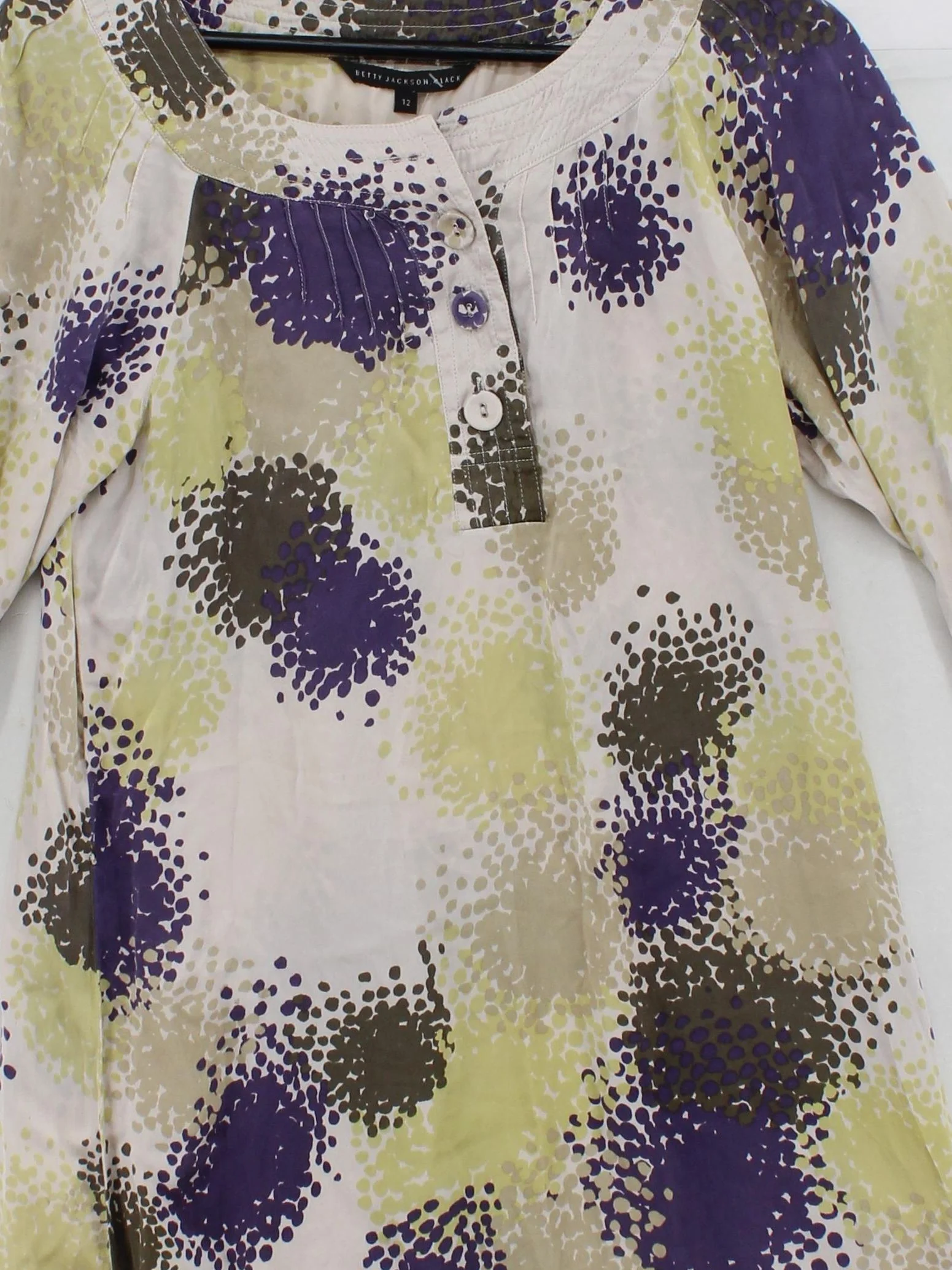 Betty Jackson Women's Top UK 12 Multi 100% Other 3/4 Sleeve Crew Neck Tunic - Image 3
