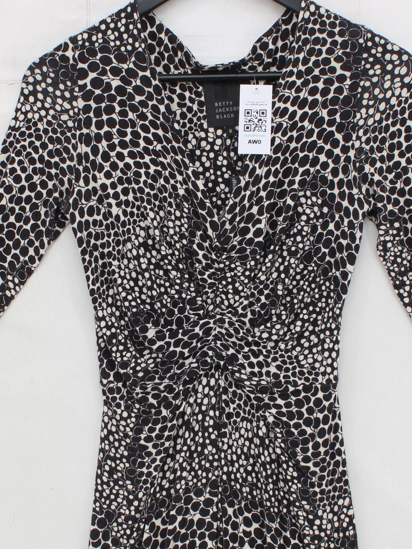 Betty Jackson Wrap Midi Dress UK8 in Black - Image 3