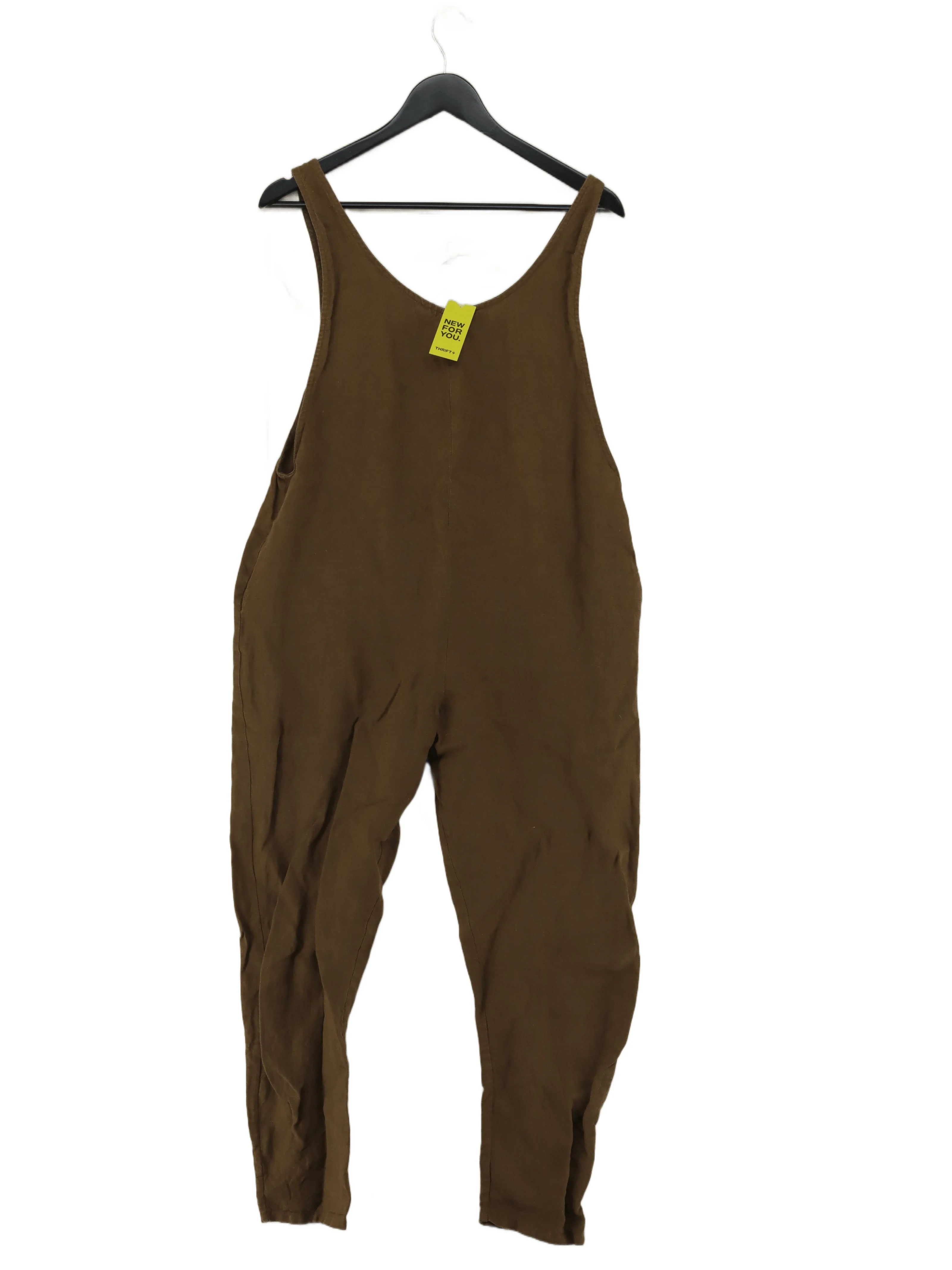 BEYOND NINE Women's Jumpsuit S Brown 100% Linen Tapered Jumpsuit