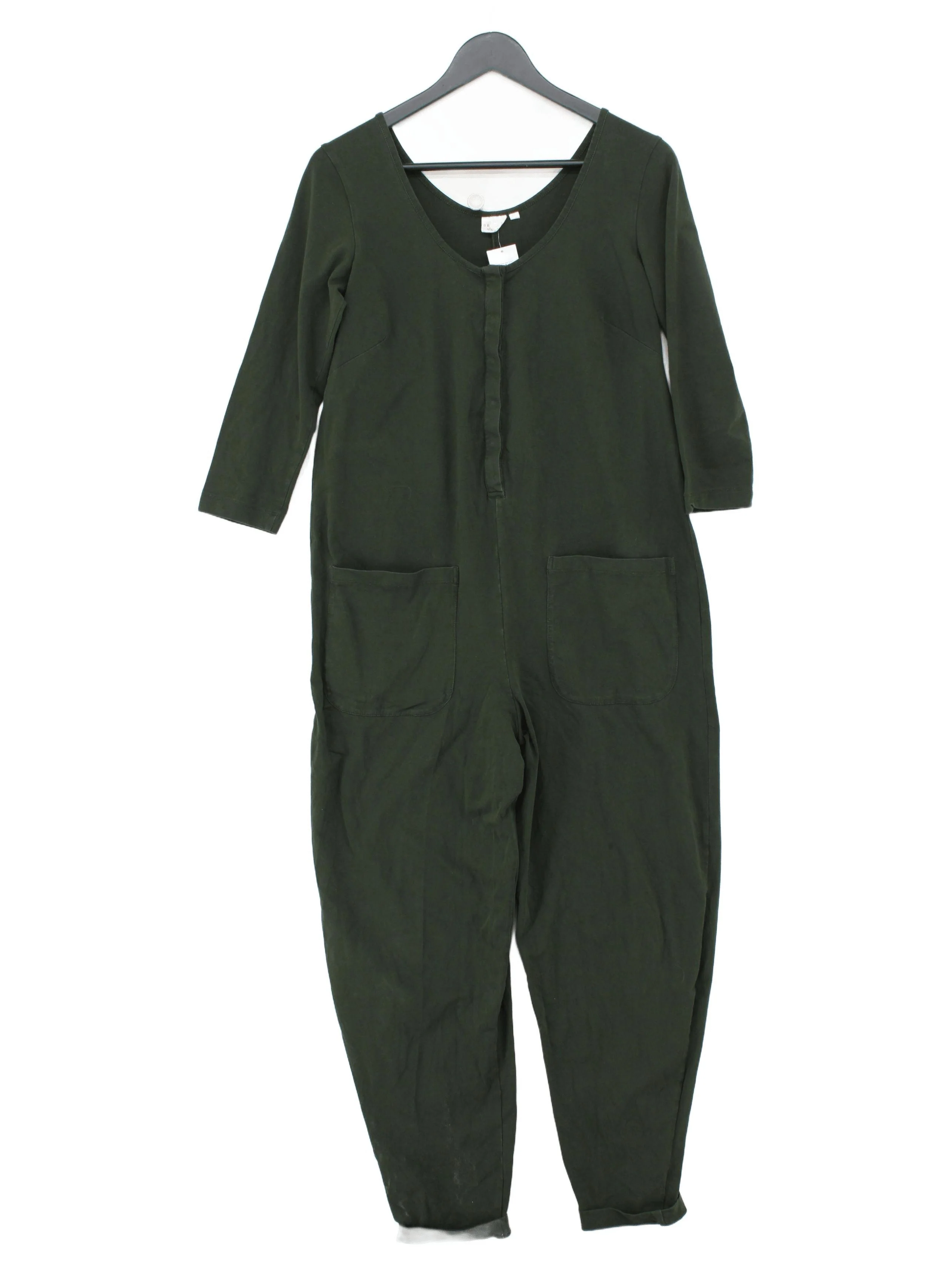 BEYOND NINE Women's Jumpsuit XXS Green Cotton with Elastane Tapered Jumpsuit