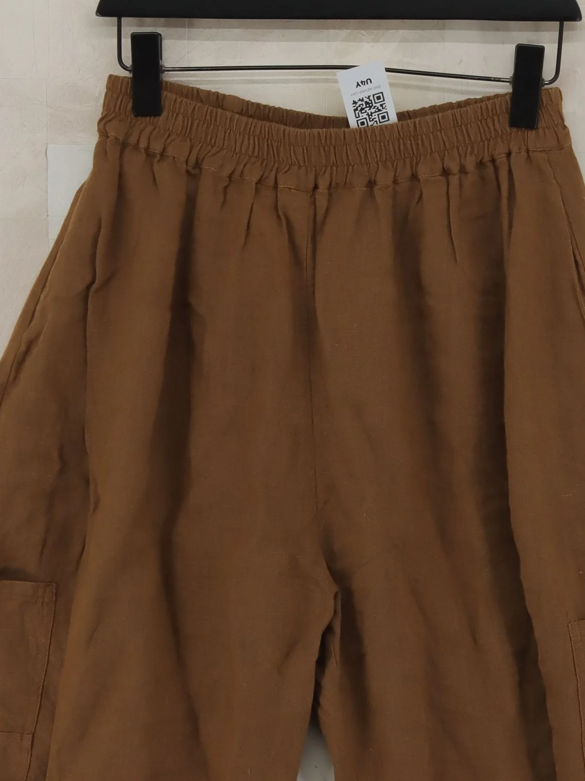 BEYOND NINE Women's Sports Bottoms XS Brown 100% Linen Tapered Sweatpants - Image 3