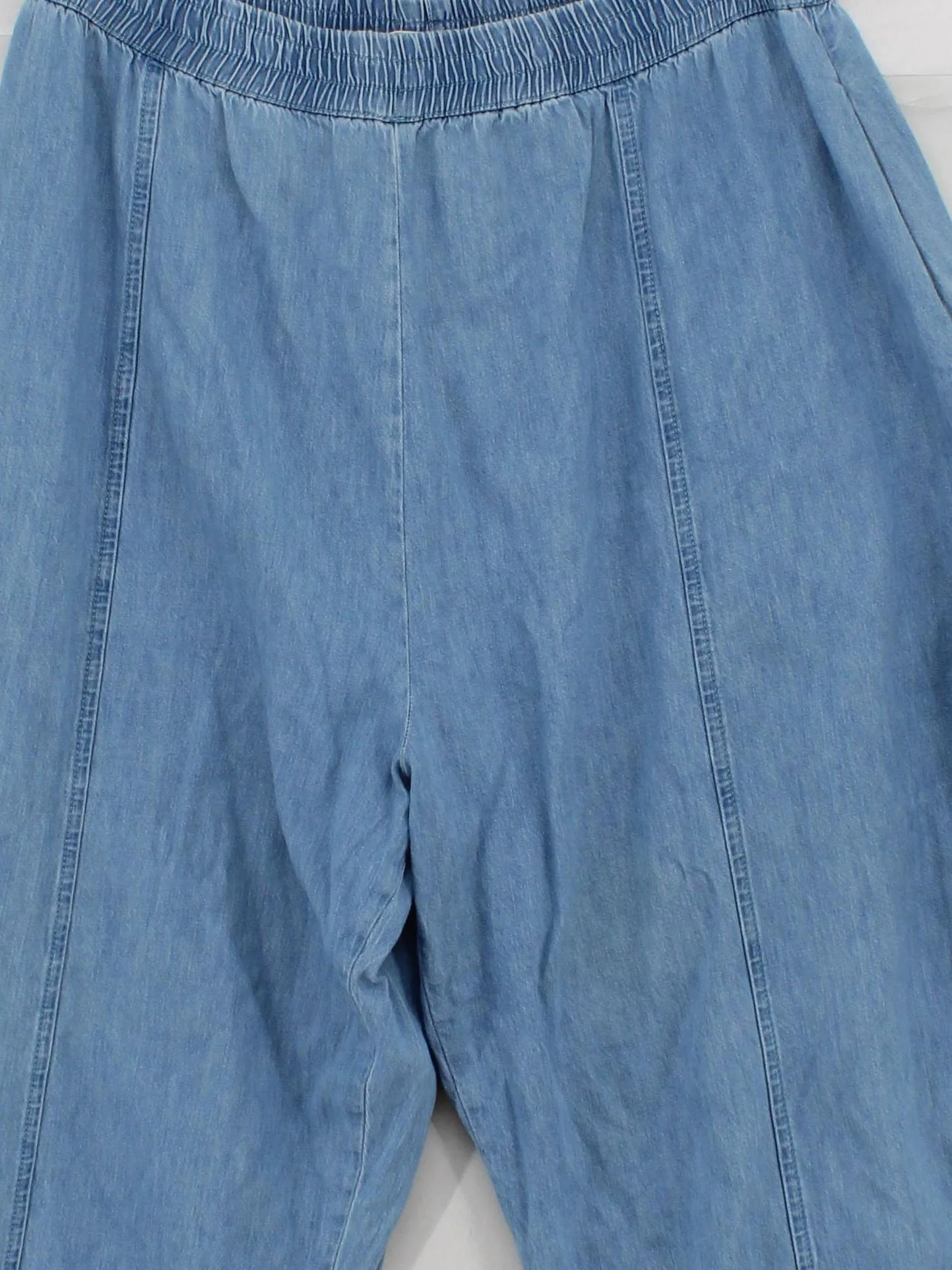 BEYOND NINE Women's Trousers M Blue 100% Cotton Wide-Leg Cropped - Image 3