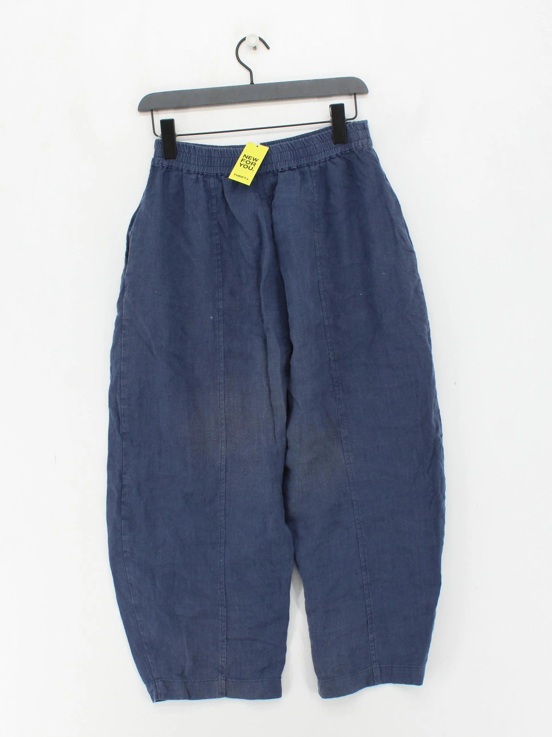 BEYOND NINE Women's Trousers XS Blue 100% Linen Wide-Leg Capri - Image 2