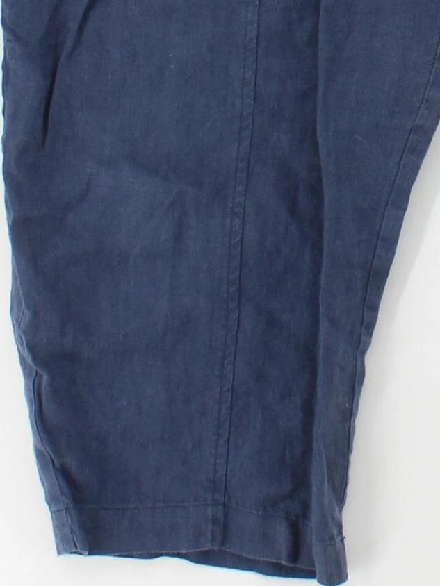 BEYOND NINE Women's Trousers XS Blue 100% Linen Wide-Leg Capri - Image 4