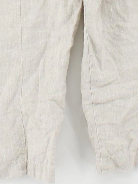 BEYOND NINE Women's Trousers XS Cream 100% Linen Wide-Leg Cropped - Image 4