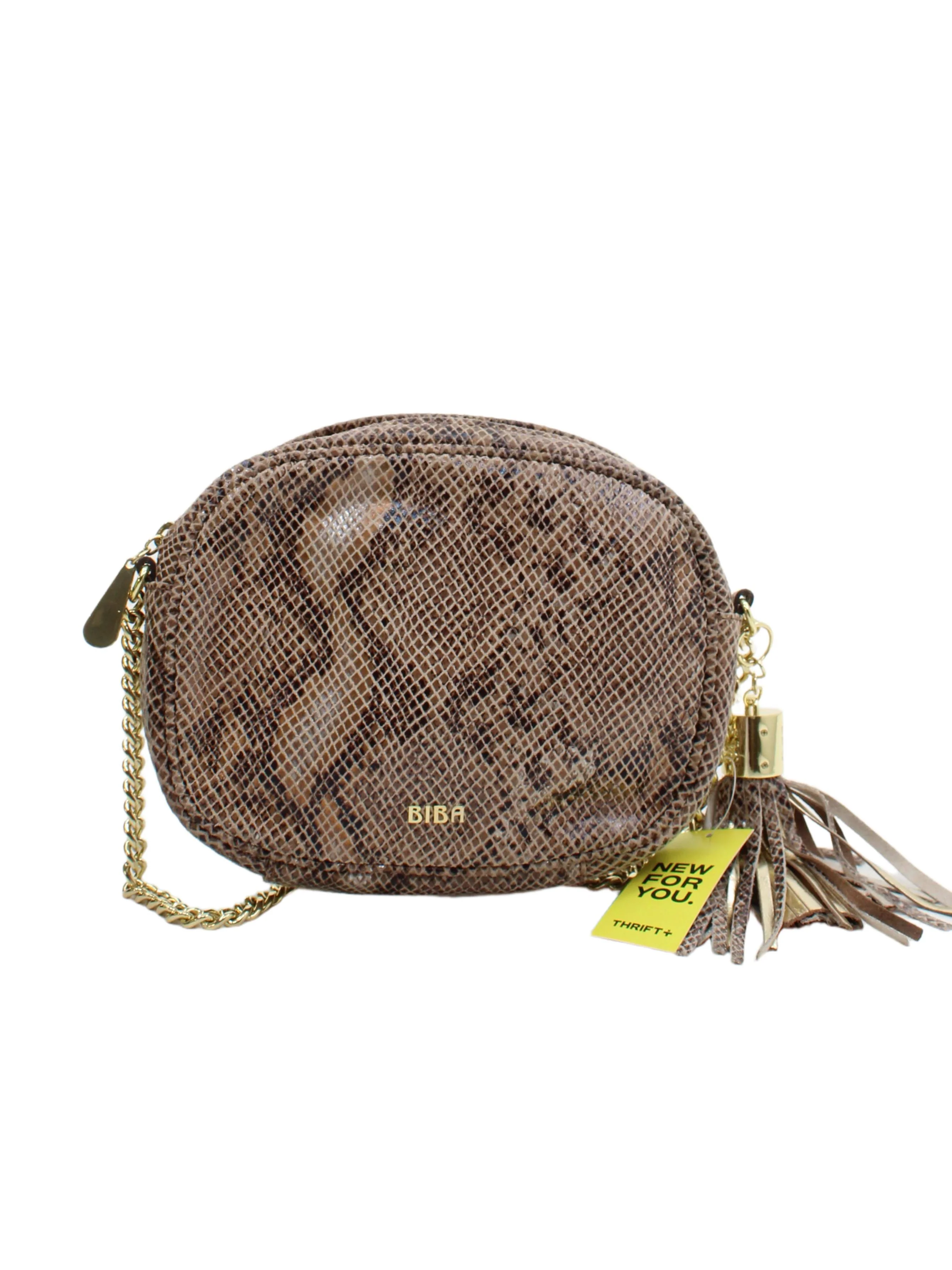 BIBA Women's Bag Brown Animal Print 100% Faux Leather Crossbody