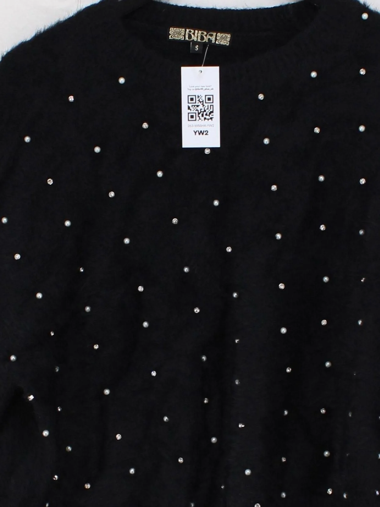BIBA Women's Jumper S Black Nylon with Acrylic Crew Neck Pullover - Image 3