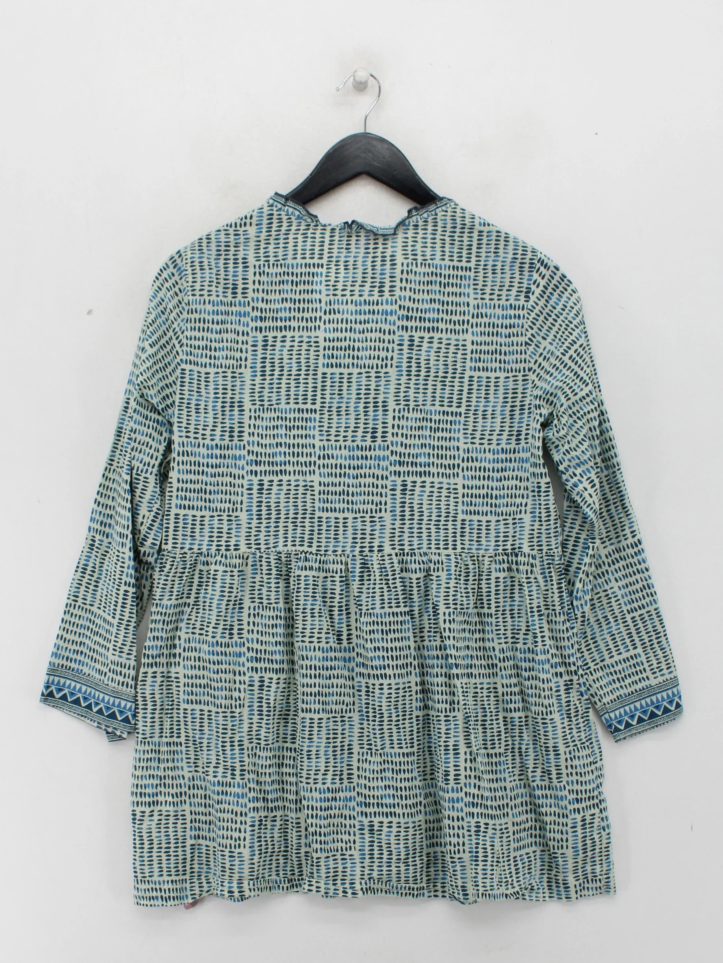 BIBA Women's Top M Multi Geometric 100% Cotton 3/4 Sleeve V-Neck Tunic - Image 2