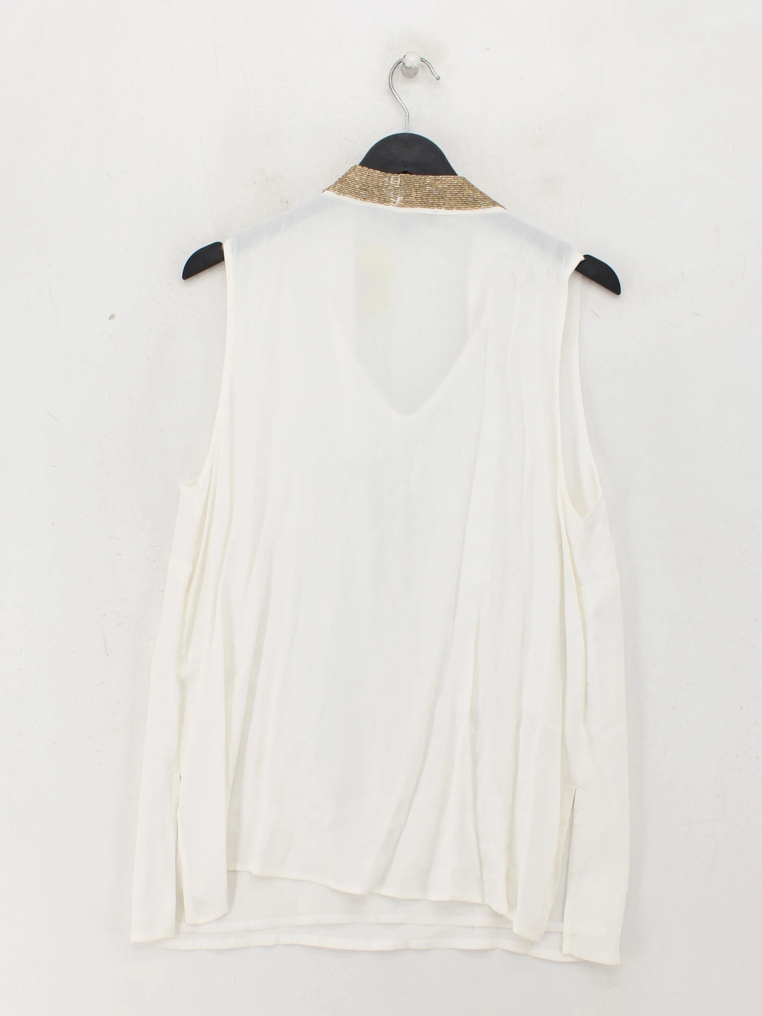 BIBA Women's Top UK 16 White Viscose with Polyester Sleeveless V-Neck Basic - Image 2