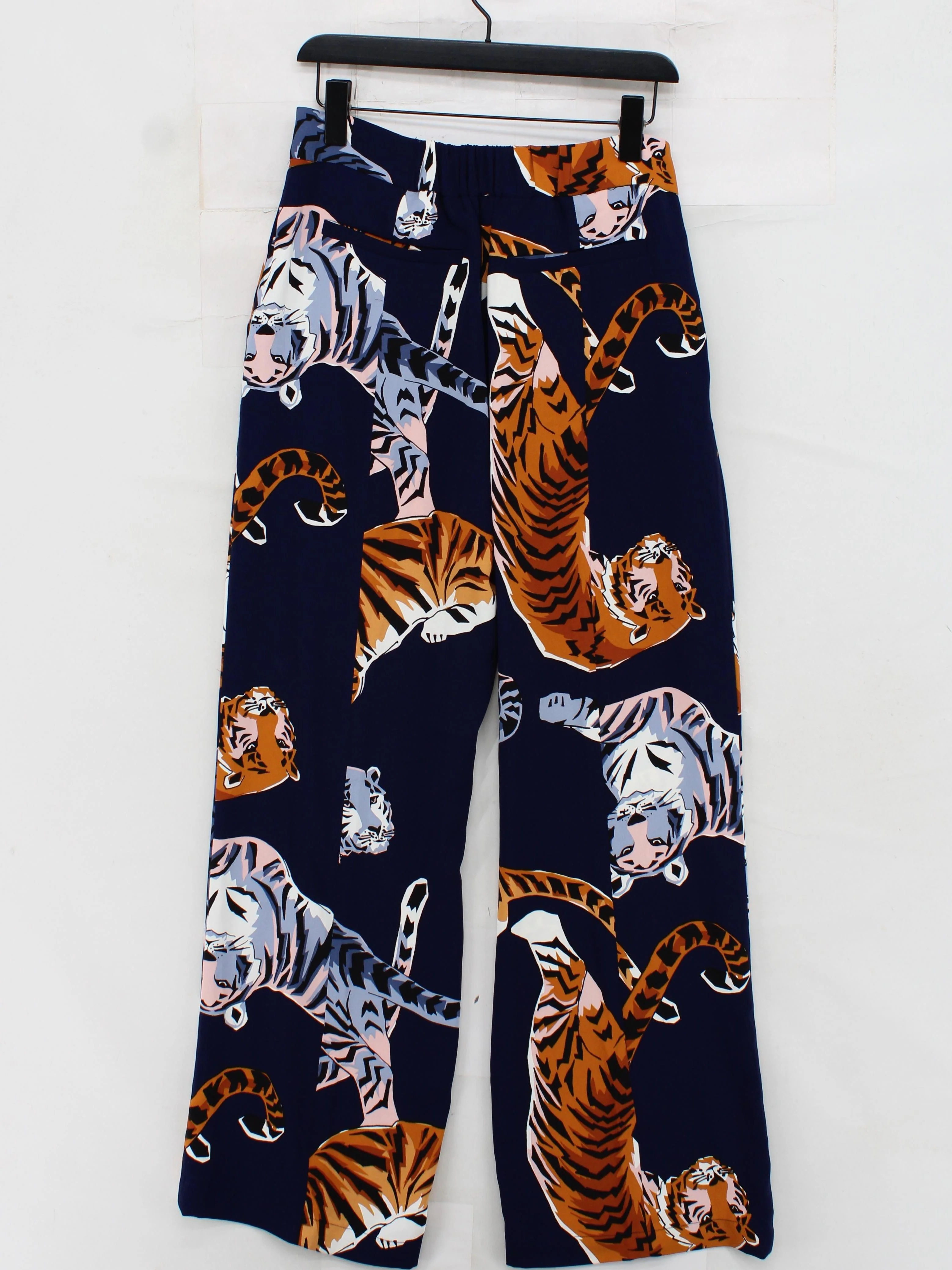 BIBA Women's Trousers UK 14 Blue Animal Print 100% Polyester Wide-Leg Sweatpants - Image 2