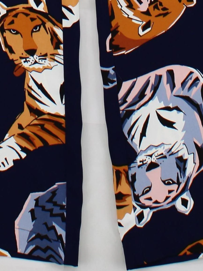 BIBA Women's Trousers UK 14 Blue Animal Print 100% Polyester Wide-Leg Sweatpants - Image 4