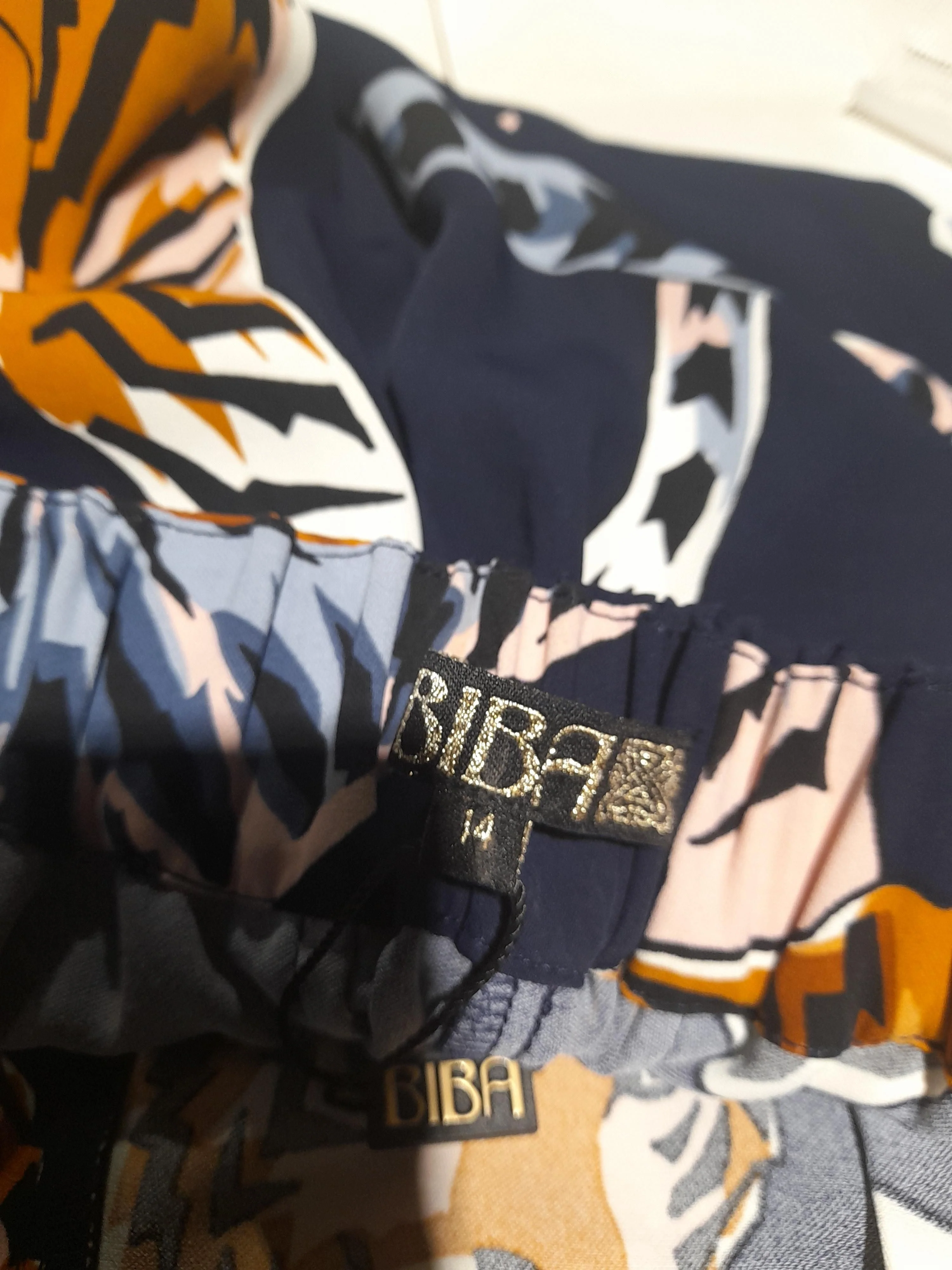 BIBA Women's Trousers UK 14 Blue Animal Print 100% Polyester Wide-Leg Sweatpants - Image 6