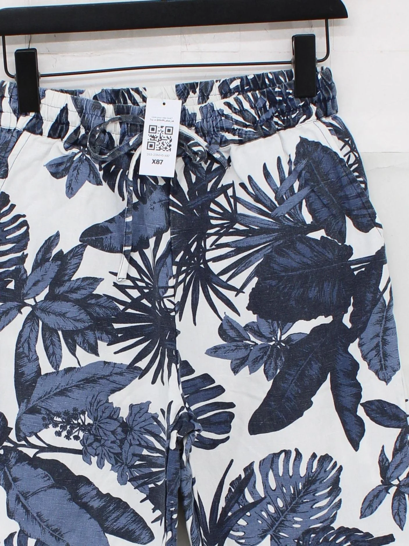 BIBA Women's Trousers UK 8 Multi Floral Cotton with Linen Wide-Leg Sweatpants - Image 3