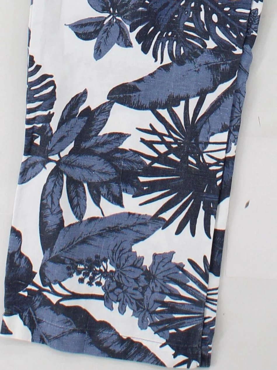 BIBA Women's Trousers UK 8 Multi Floral Cotton with Linen Wide-Leg Sweatpants - Image 4