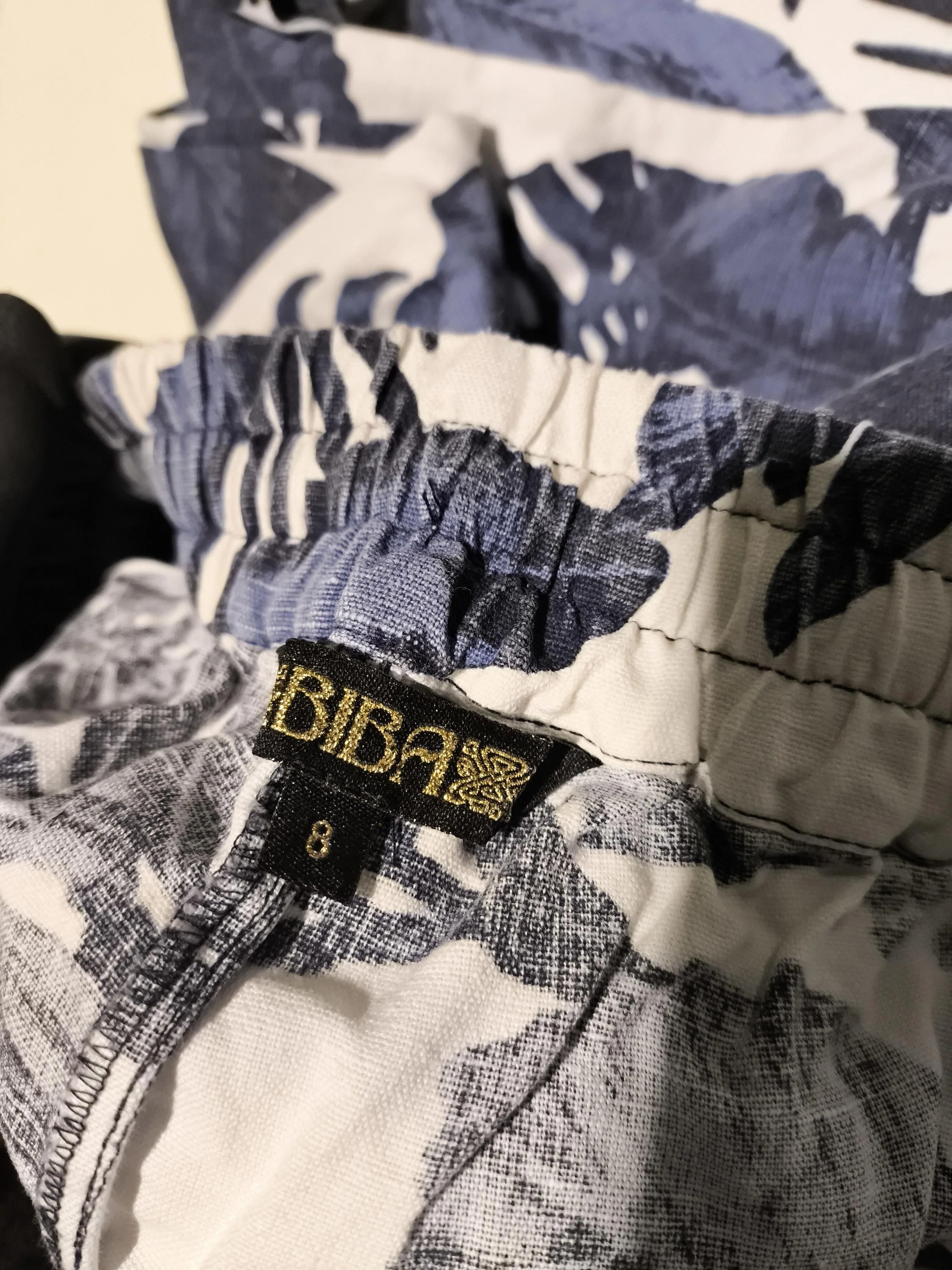 BIBA Women's Trousers UK 8 Multi Floral Cotton with Linen Wide-Leg Sweatpants - Image 5