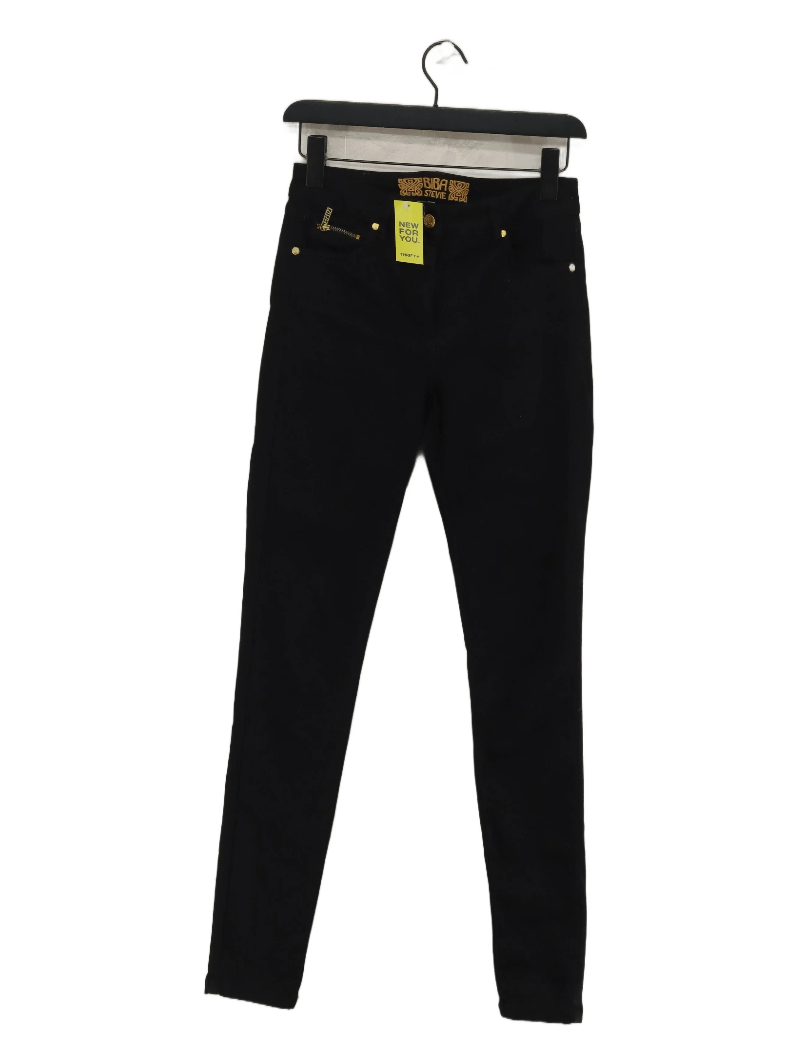 BIBA Women's Trousers W 30 in Black Cotton with Polyester, Elastane Skinny Chino
