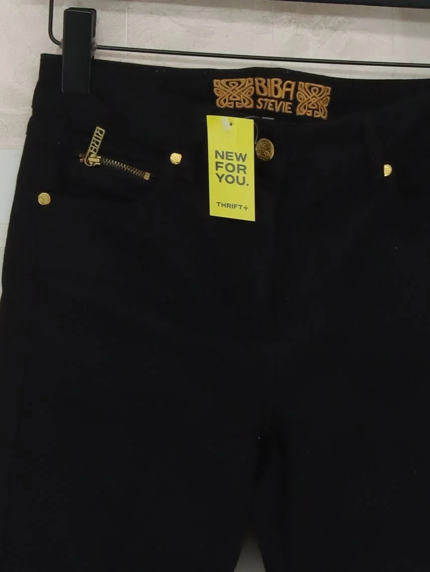 BIBA Women's Trousers W 30 in Black Cotton with Polyester, Elastane Skinny Chino - Image 3